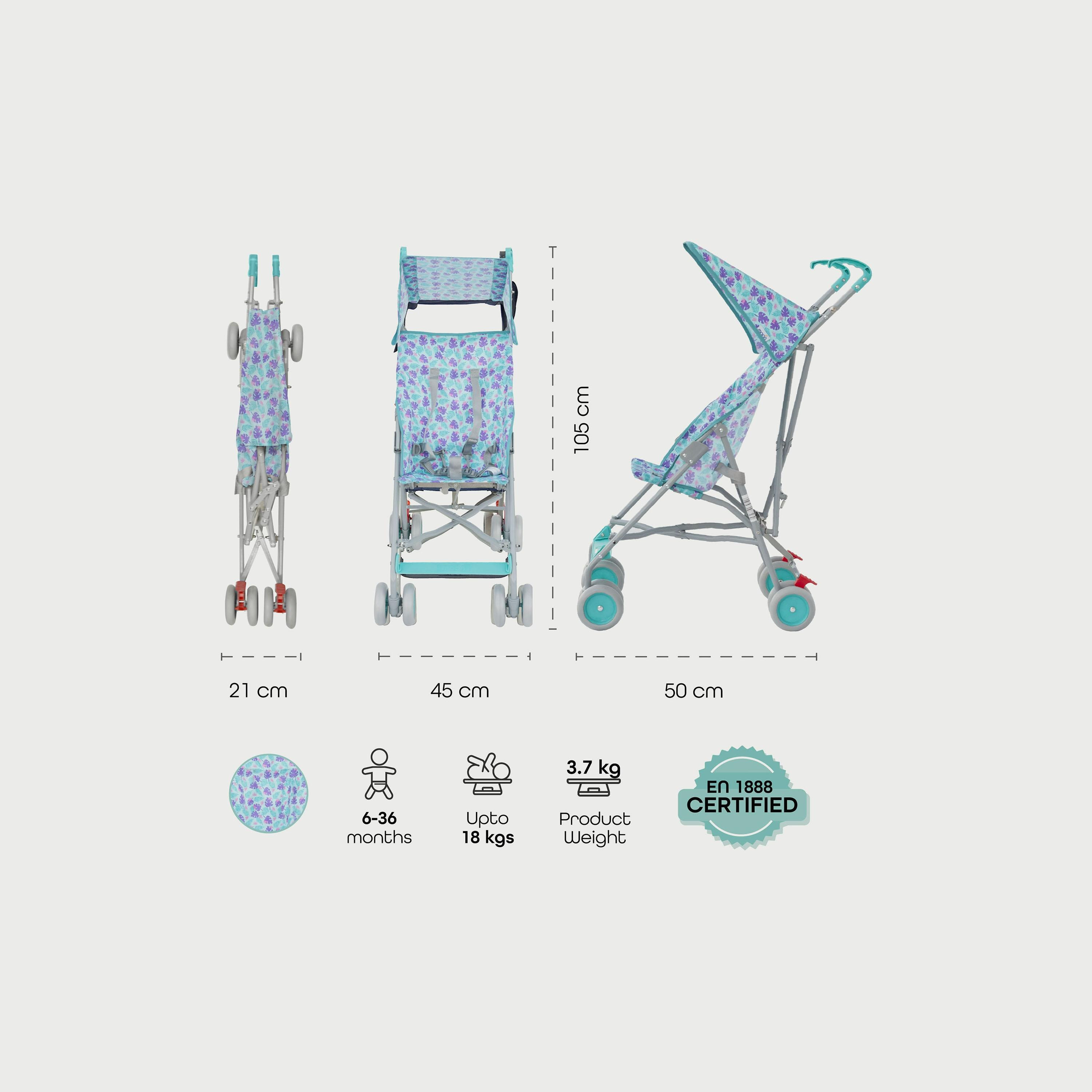 Moon Jet-Ultra Lightweight and Compact Fold Buggy Stroller - Printed Leaf-baby-gear-strollersandprams-buggies-image-5