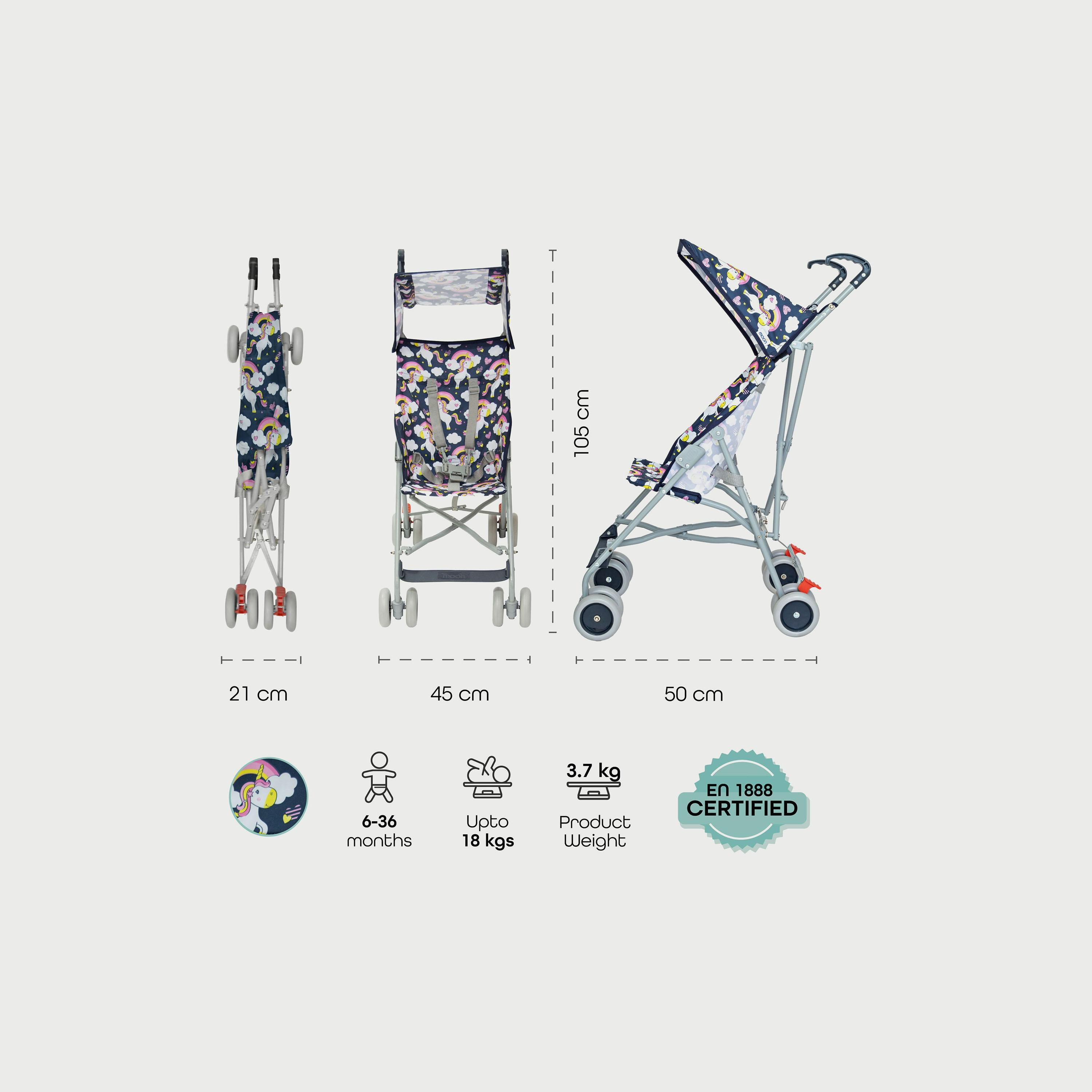 Moon Jet-Ultra Lightweight and Compact Fold Buggy Stroller - Printed Unicorn-baby-gear-strollersandprams-buggies-image-5