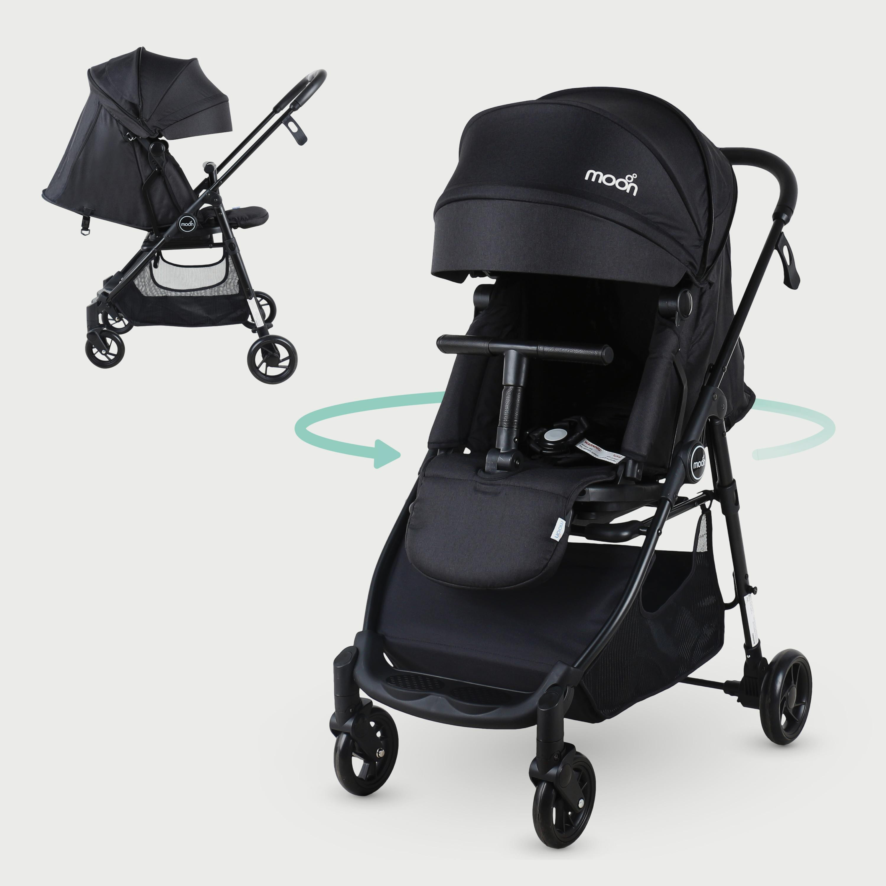 Buy Moon Revo 360 Degree Rotatable Travel Cabin Stroller Black Online Babyshop KSA