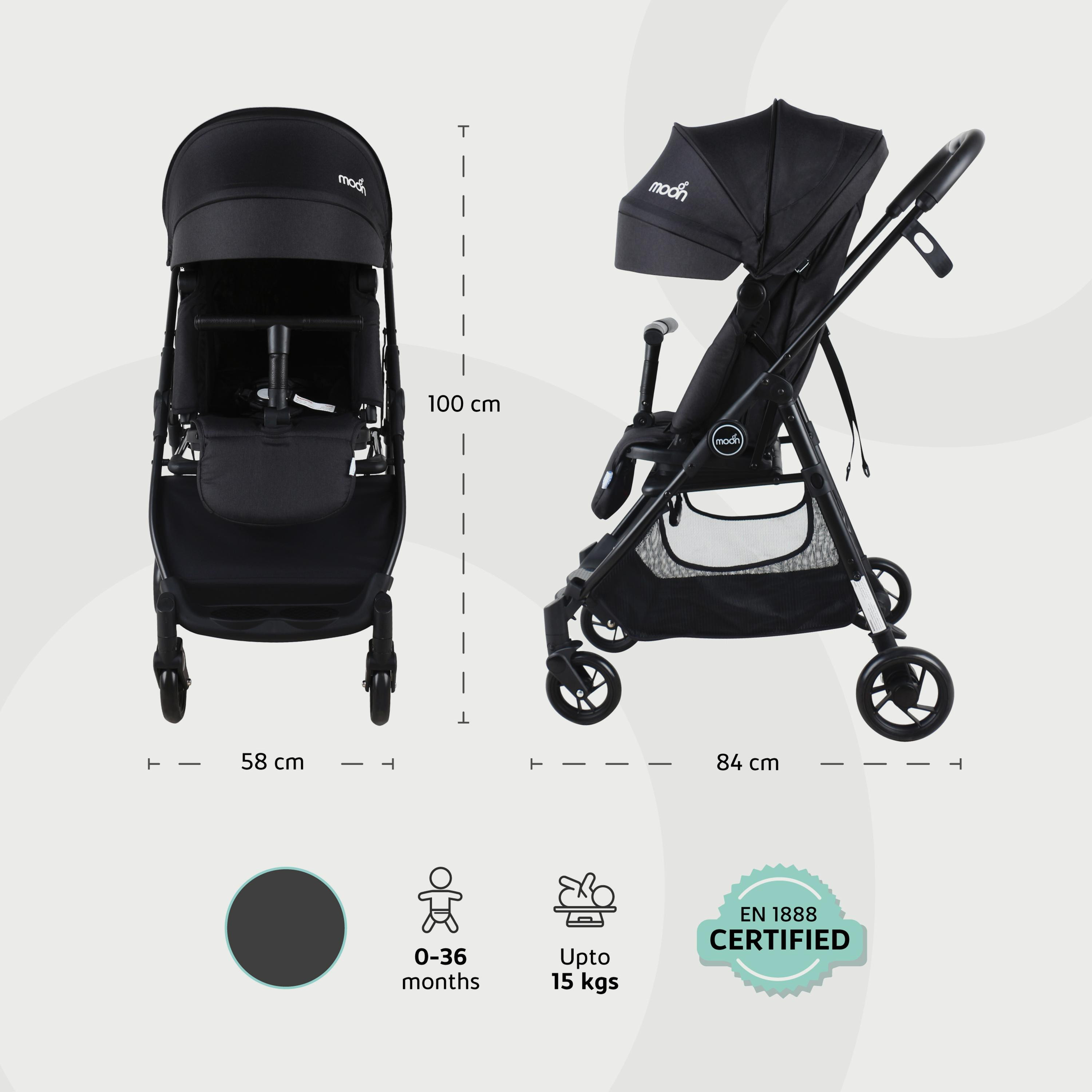 Buy Moon Revo 360 Degree Rotatable Travel Cabin Stroller Black Online Babyshop KSA