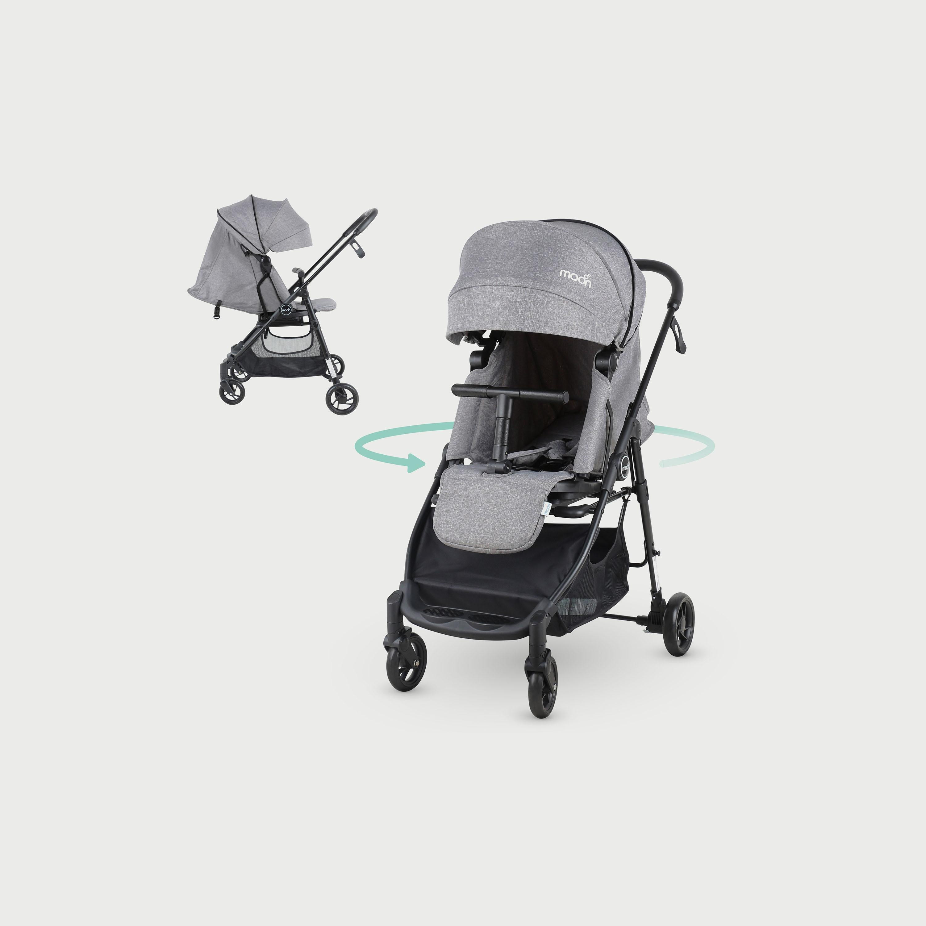Moon Revo 360-Degree Rotatable Travel/Cabin Stroller - Grey-baby-gear-strollersandprams-strollers-image-1
