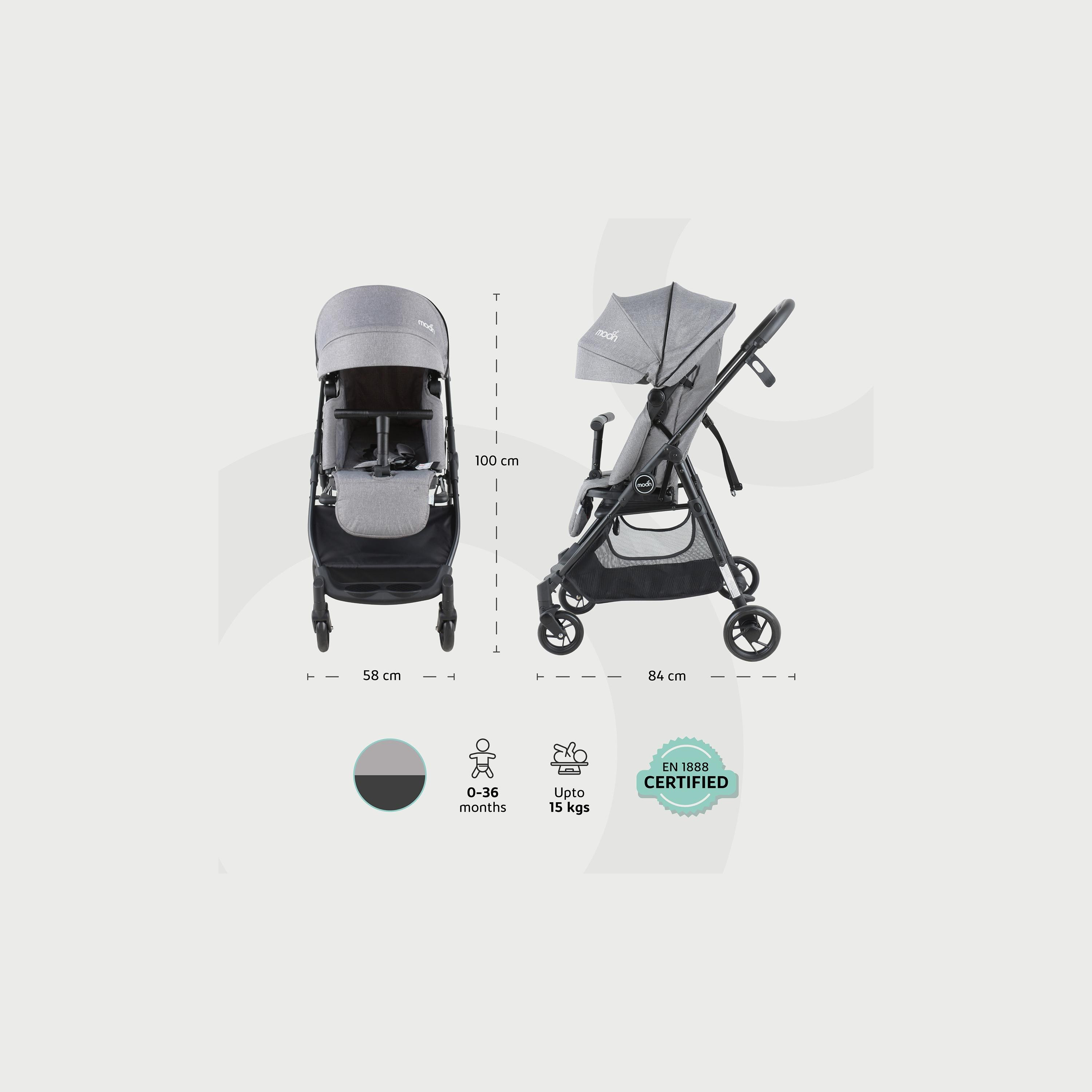 Moon Revo 360-Degree Rotatable Travel/Cabin Stroller - Grey-baby-gear-strollersandprams-strollers-image-5
