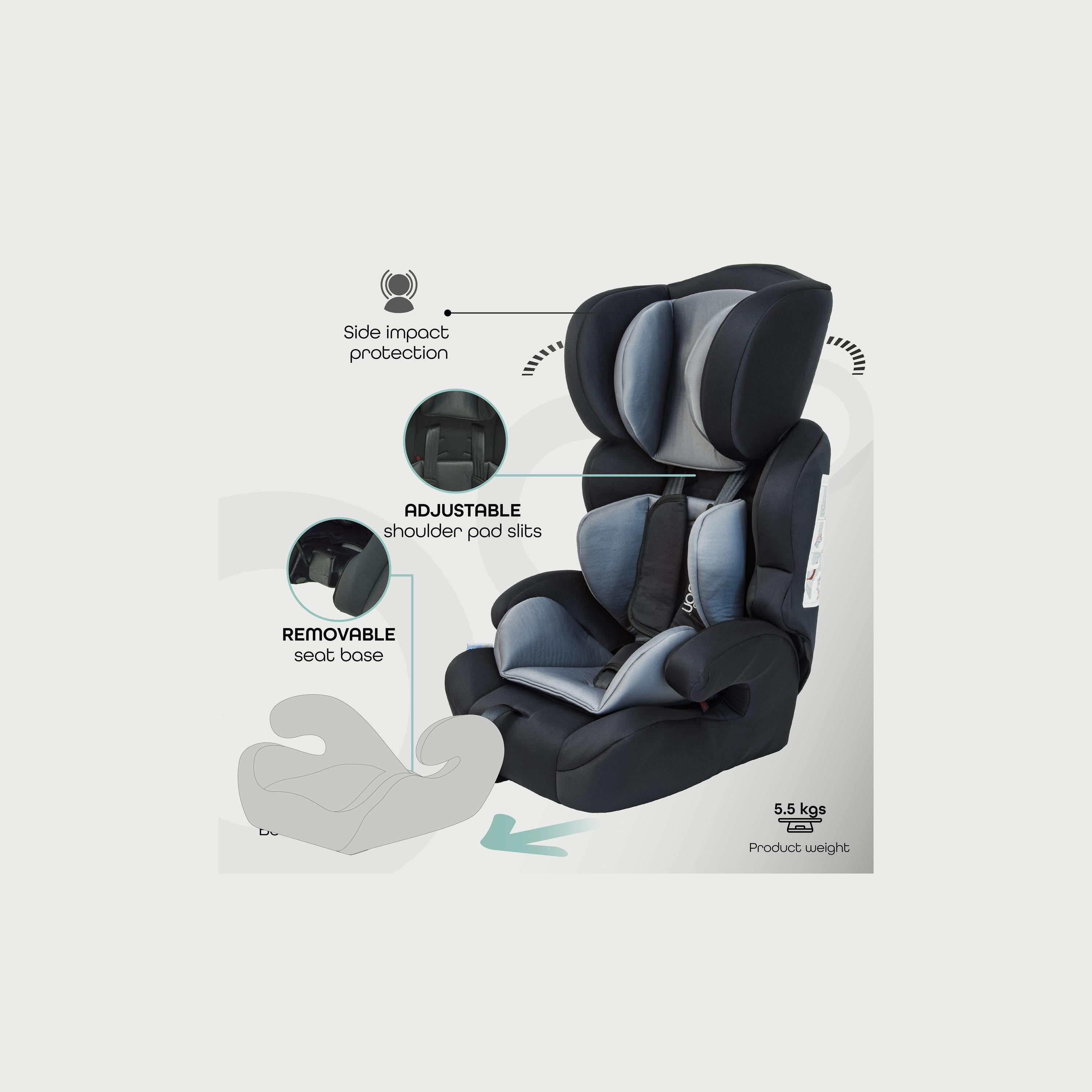 Moon Tolo Car Seat (Group 1, 2, 3) Grey-baby-gear-carseats-image-3