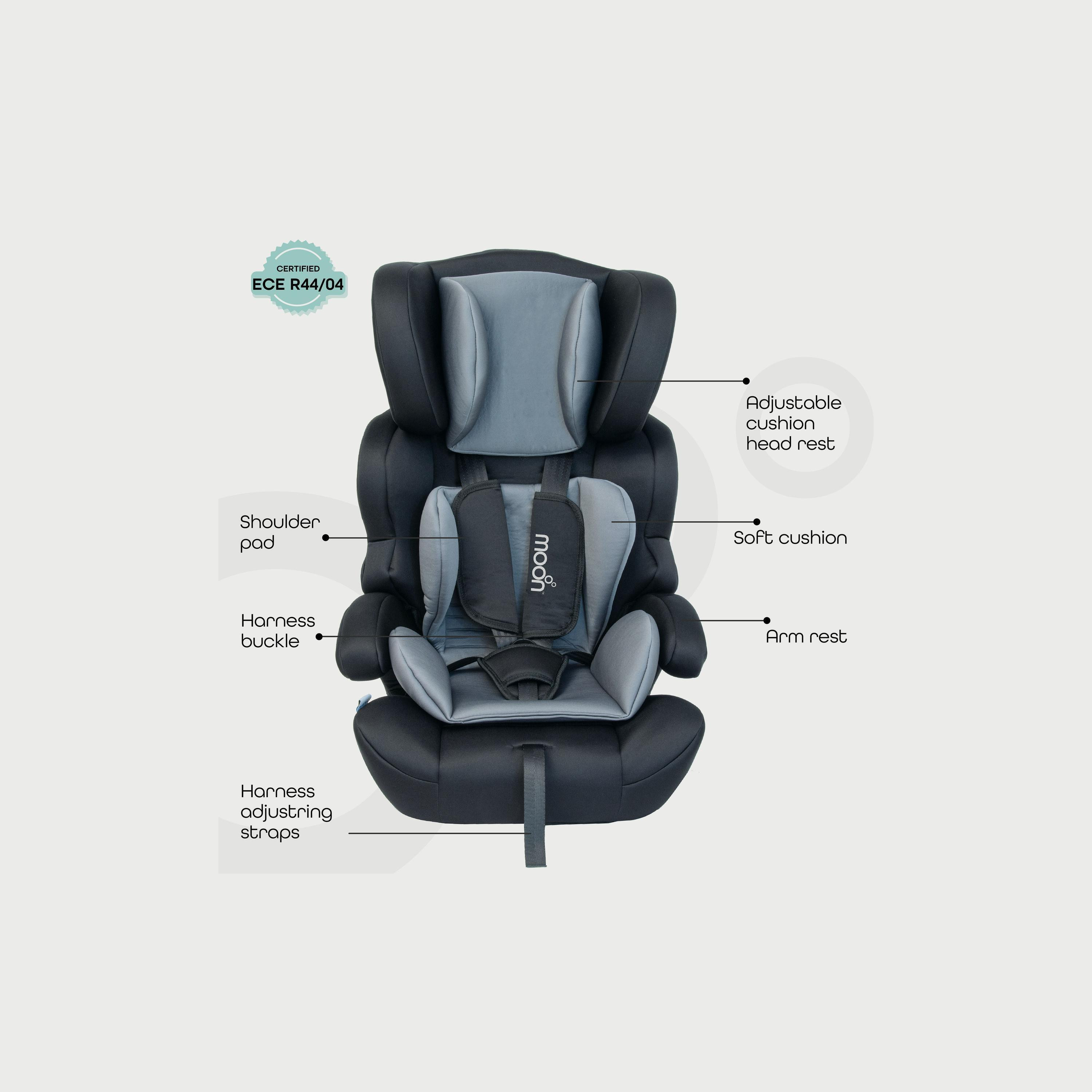 Moon Tolo Car Seat (Group 1, 2, 3) Grey-baby-gear-carseats-image-4