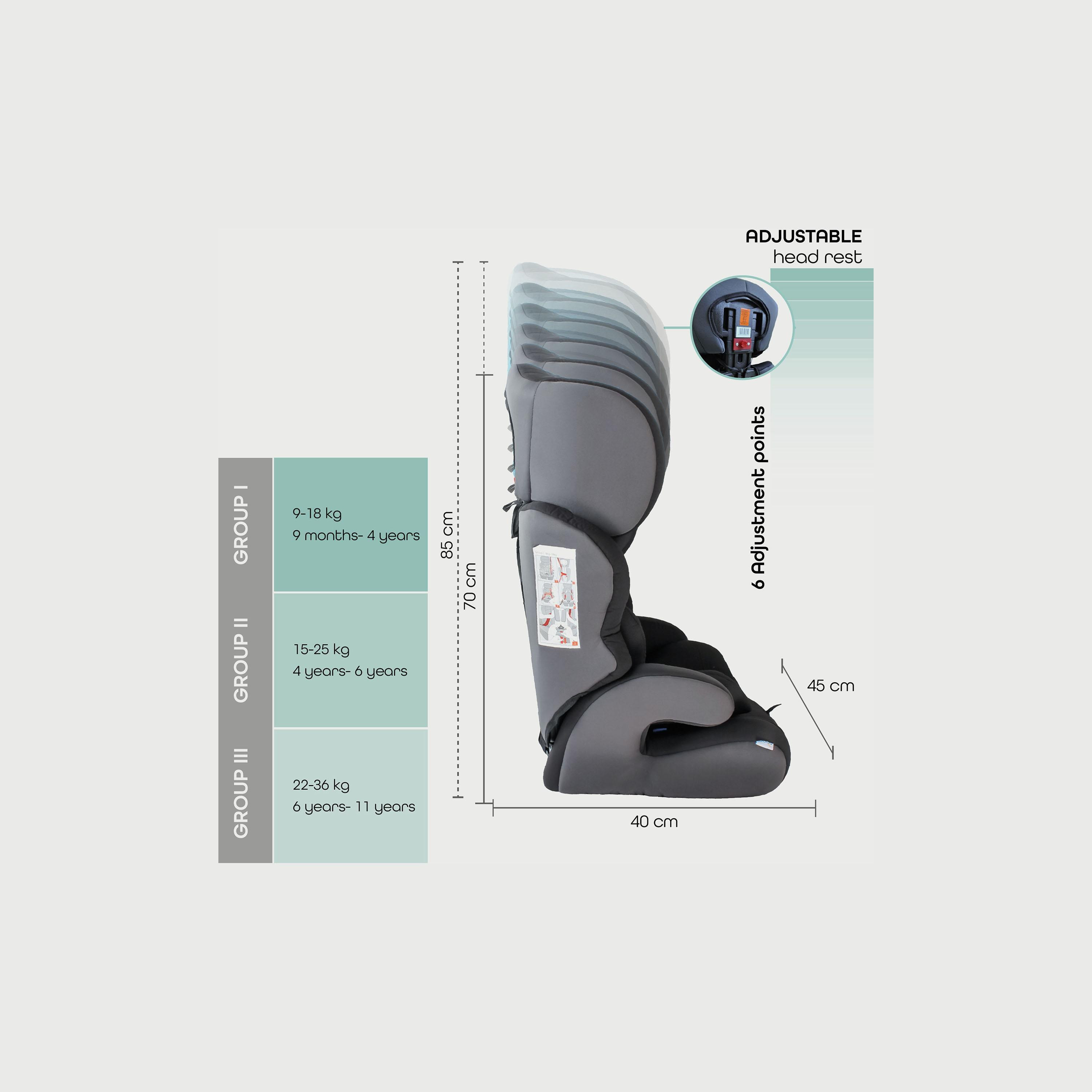 Moon Tolo Baby/Kids Car Seat S (Group 1, 2, 3), Ash Grey-baby-gear-carseats-image-3