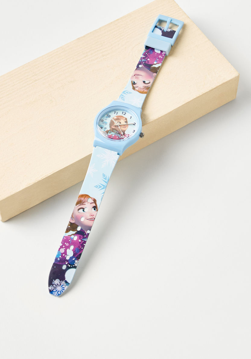 Disney Frozen Print Round Dial Analog Watch with Buckle Strap-Watches-image-0