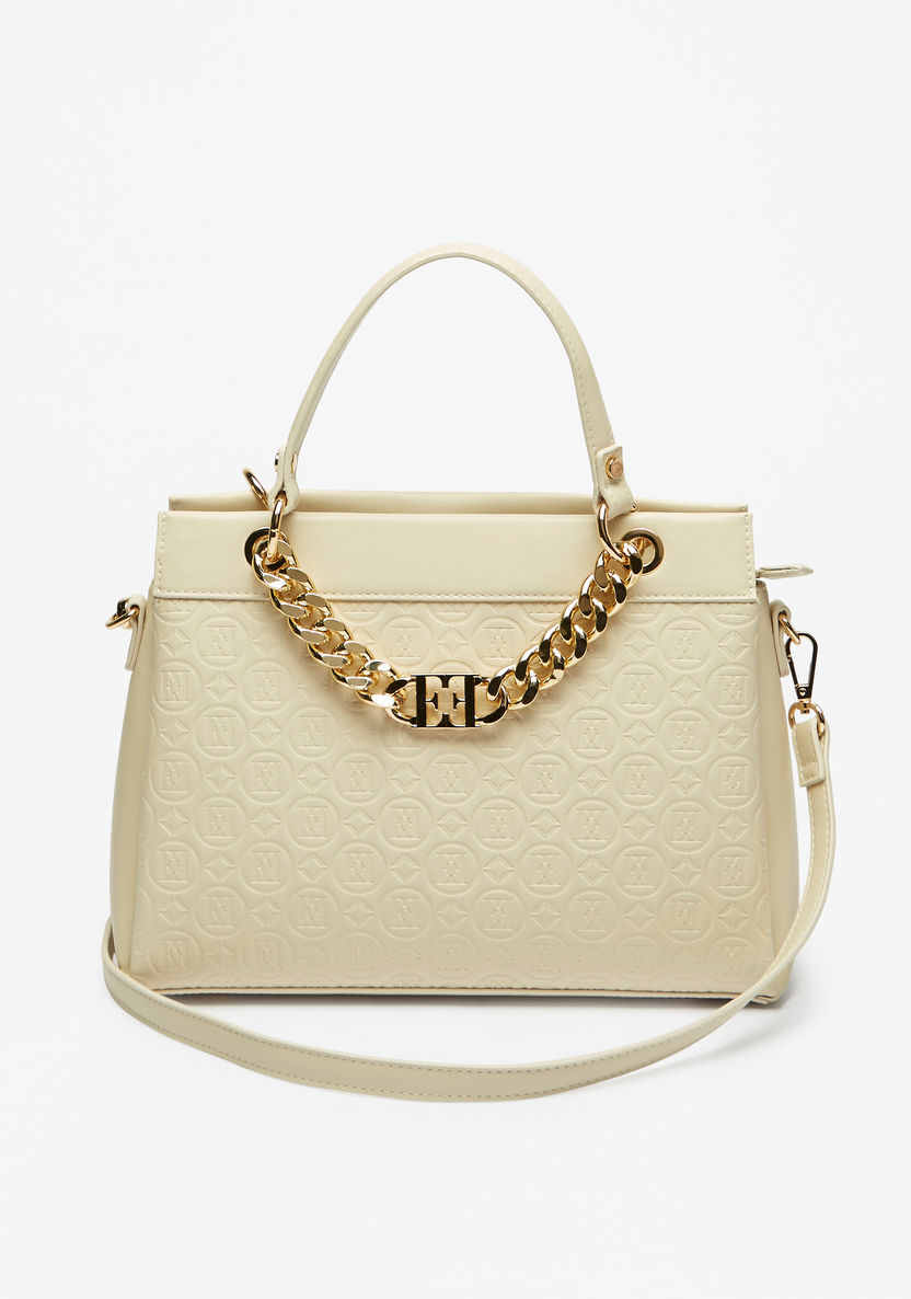 Buy Women's Elle Embossed Monogram Tote Bag with Chunky Chain Accent ...