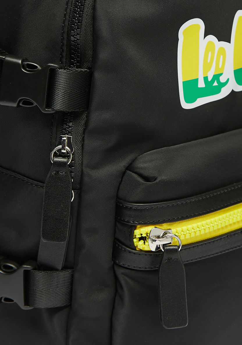 Lee Cooper Logo Print Backpack with Adjustable Shoulder Straps-Women%27s Backpacks-image-3