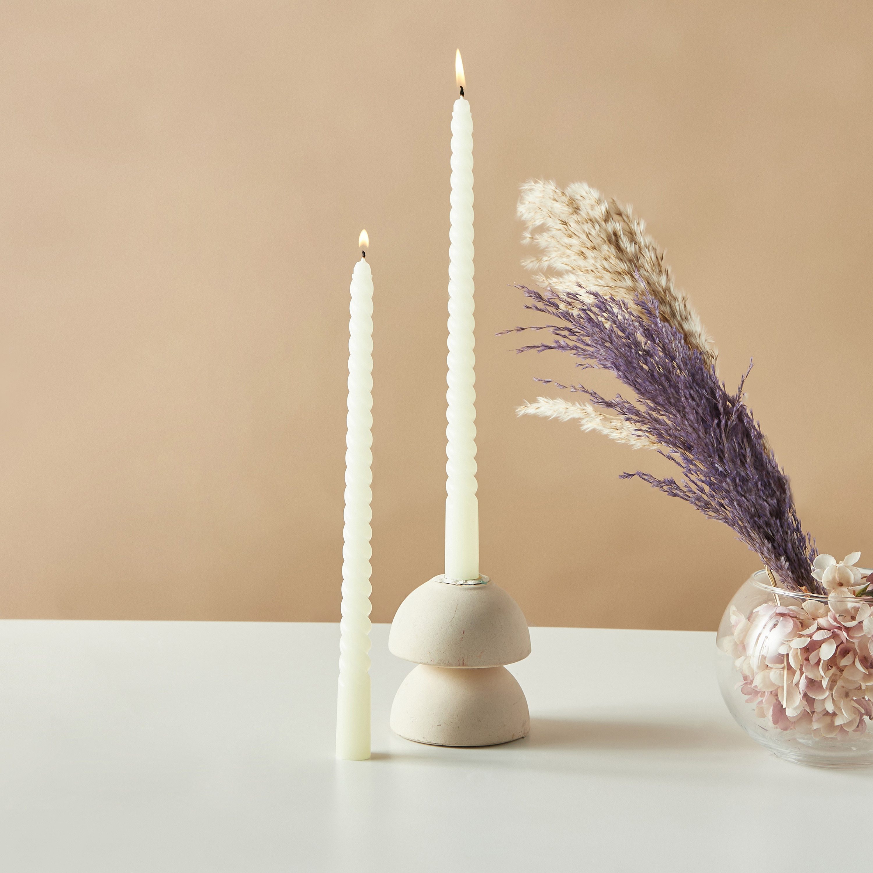 Countryfield Unscented Twirly Taper Dinner Candle - Set of 2-household-homefragrance-candles-image-1