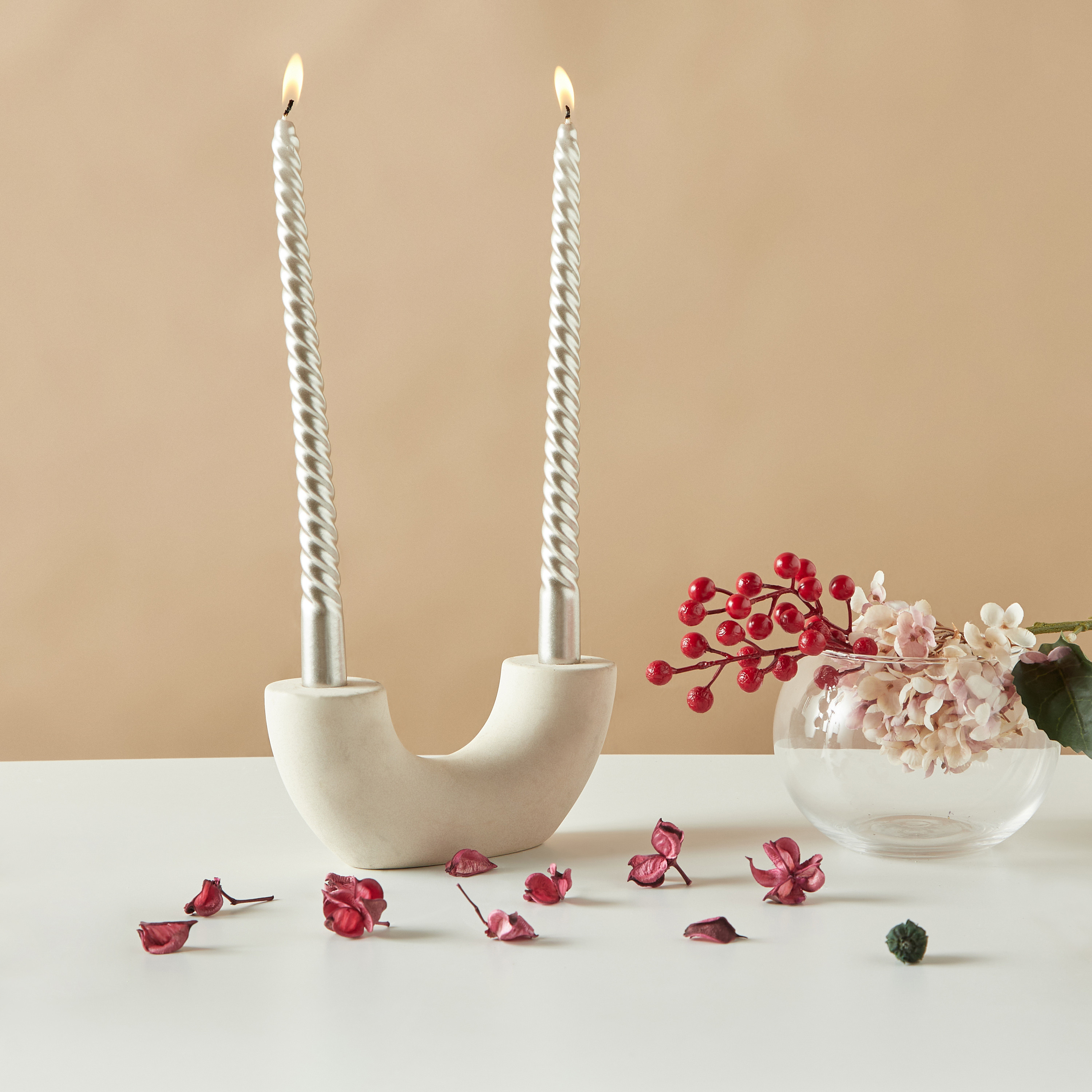 Countryfield Essentials Unscented Twirly Taper Dinner Candle - Set of 2-household-homefragrance-candles-image-2