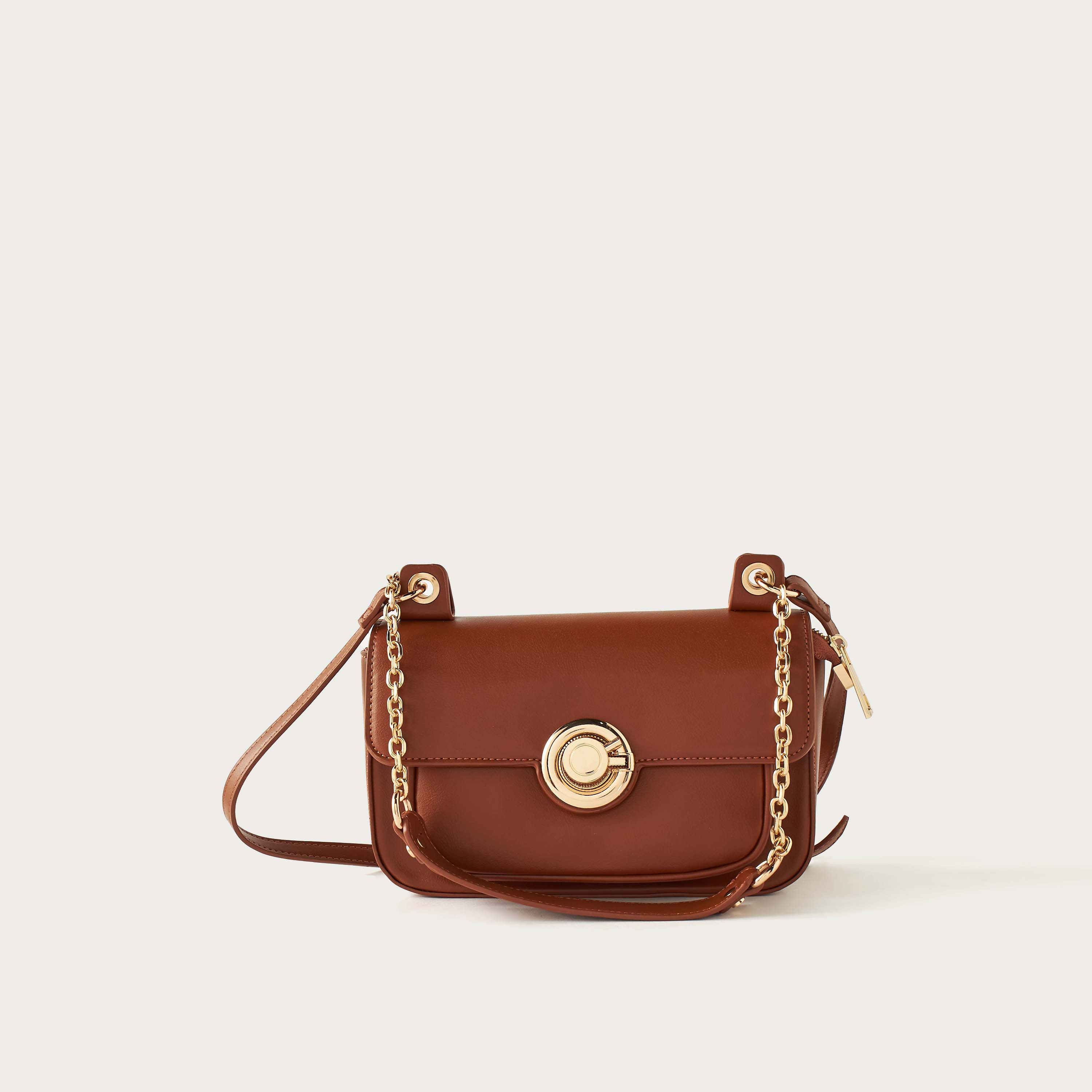 Sasha Solid Crossbody Bag with Metallic Twist Lock Closure and Chain Strap-women-bagsandwallets-handbags-image-1