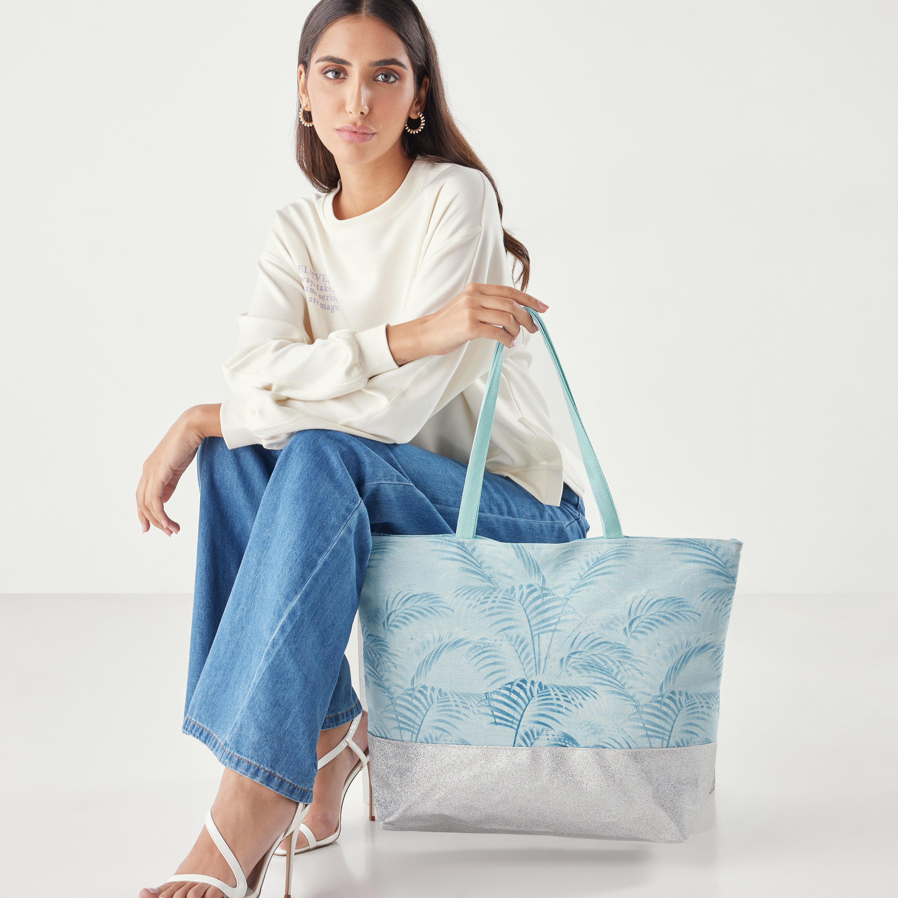Printed Tote Bag with Zip Closure-women-bagsandwallets-handbags-image-1