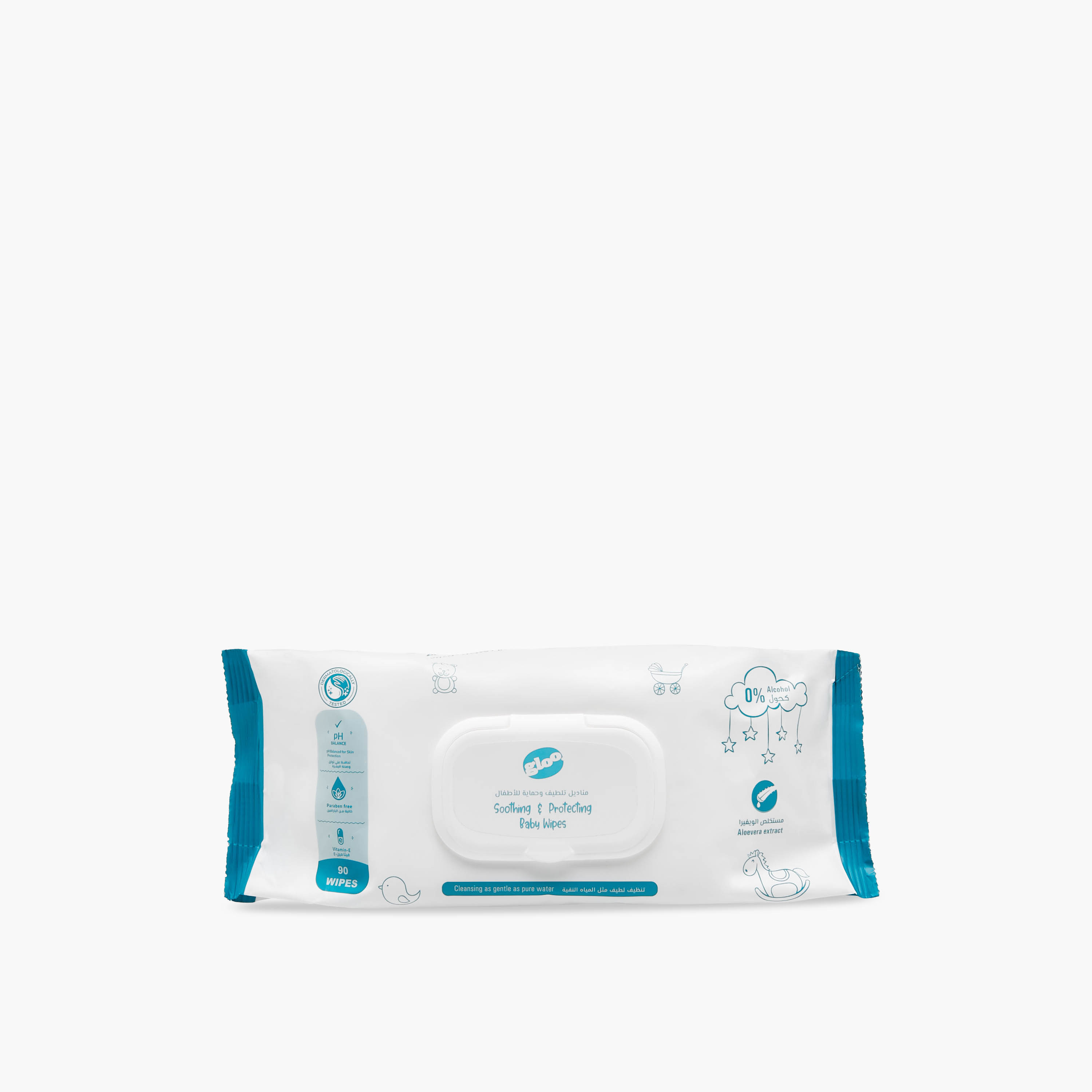 غلو - مناديل أطفال مهدئة وحامية 90 ورقة-baby-diapering-babywipes-image-1