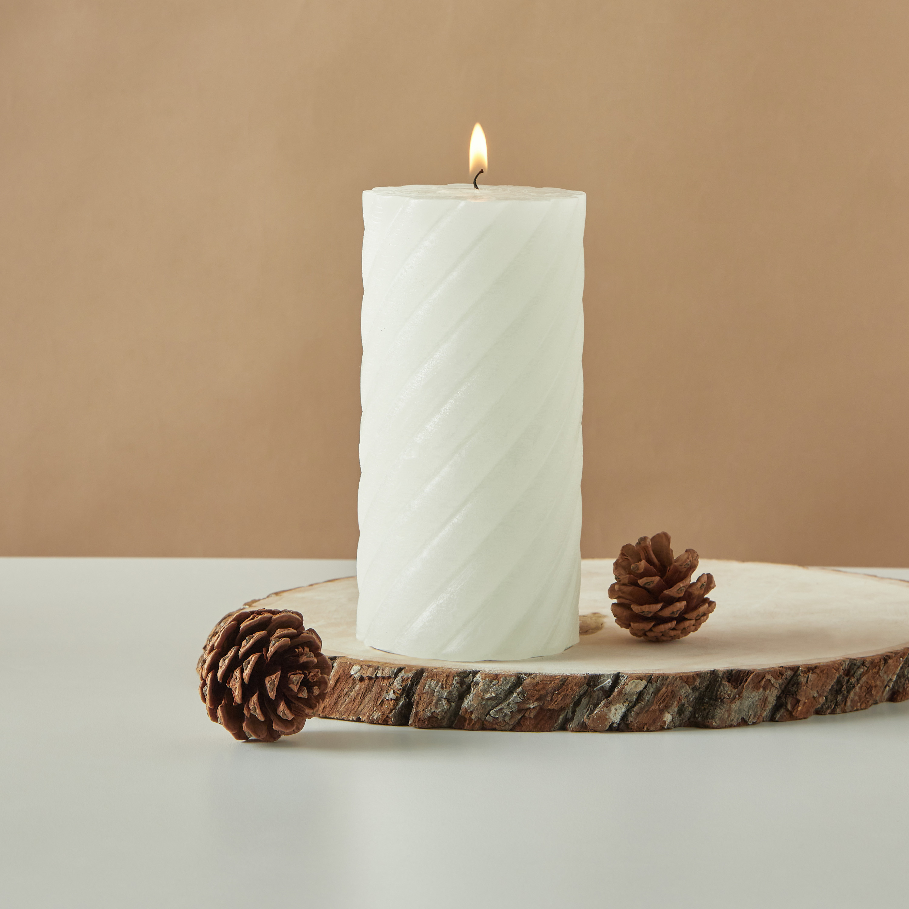 Countryfield Tonnie Essentials Unscented Spiral Pillar Candle-household-homefragrance-candles-image-1
