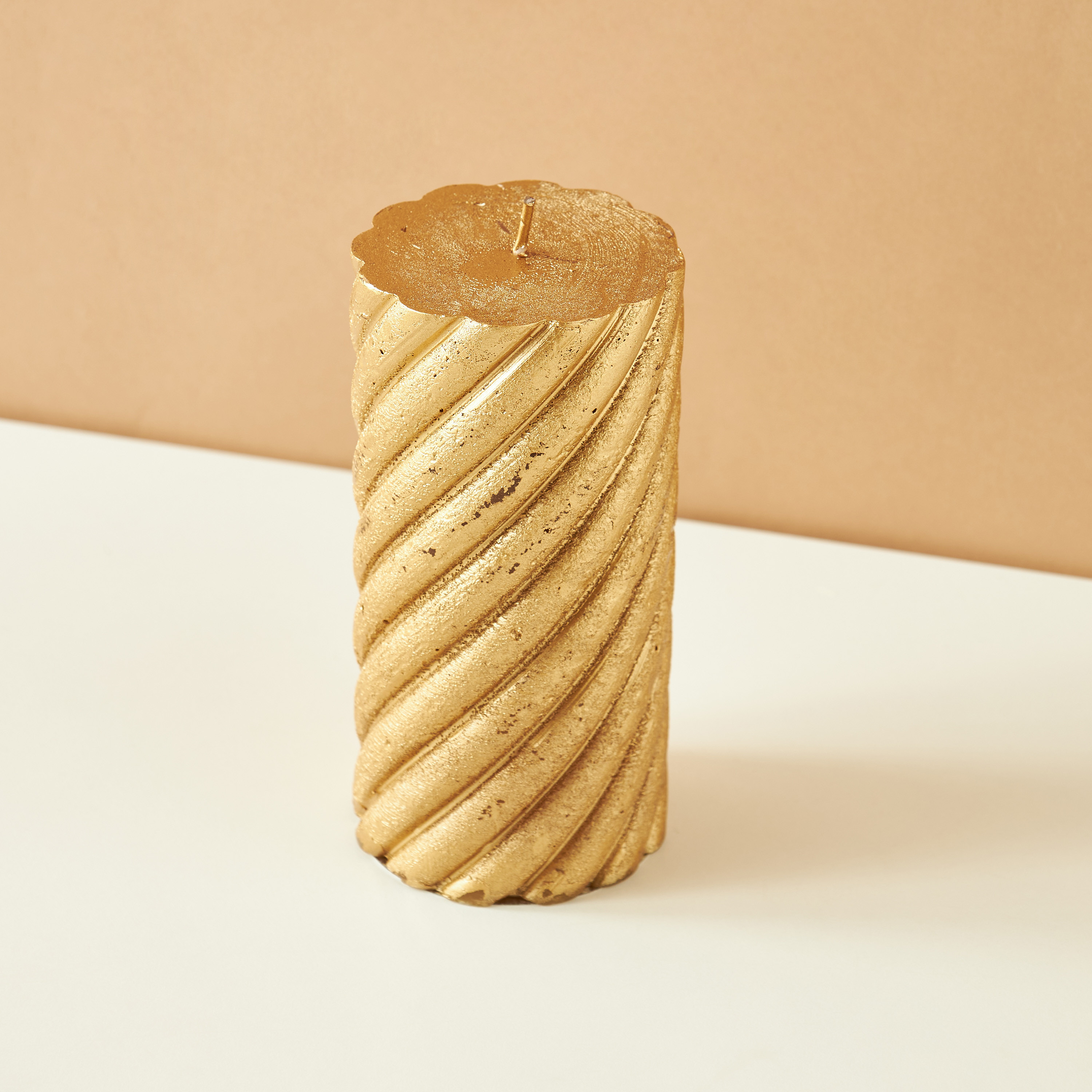 Essentials Unscented Spiral Pillar Candle - 15 cms-household-homefragrance-candles-image-2