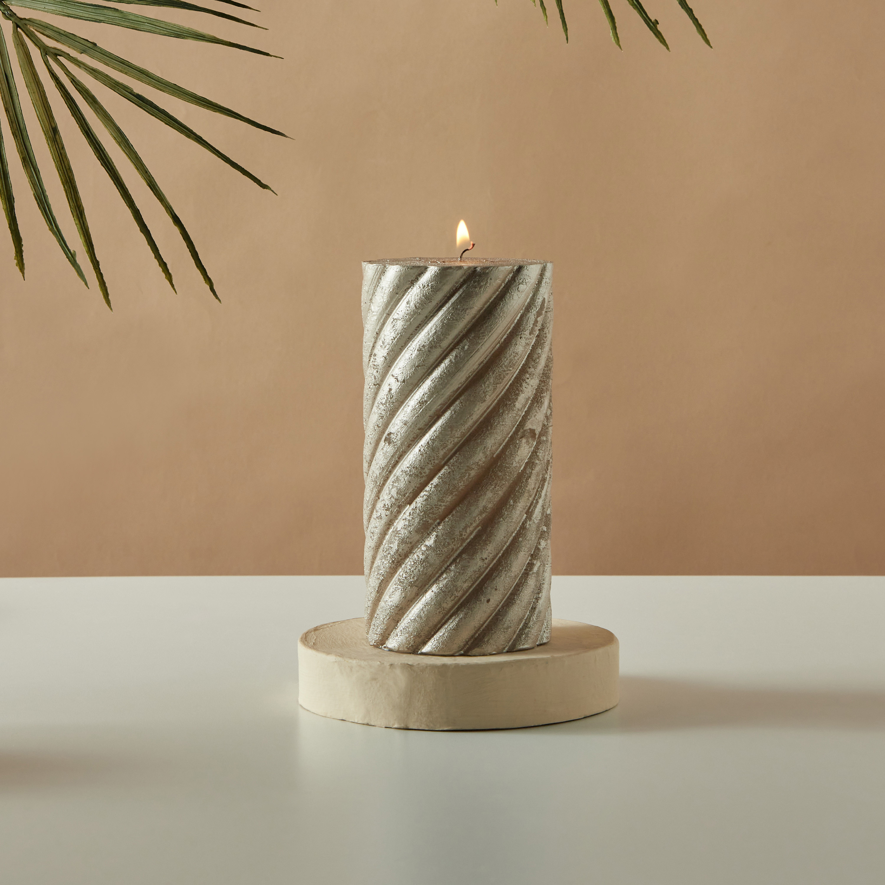 Countryfield Tonnie Essentials Metallic Unscented Spiral Pillar Candle-household-homefragrance-candles-image-1
