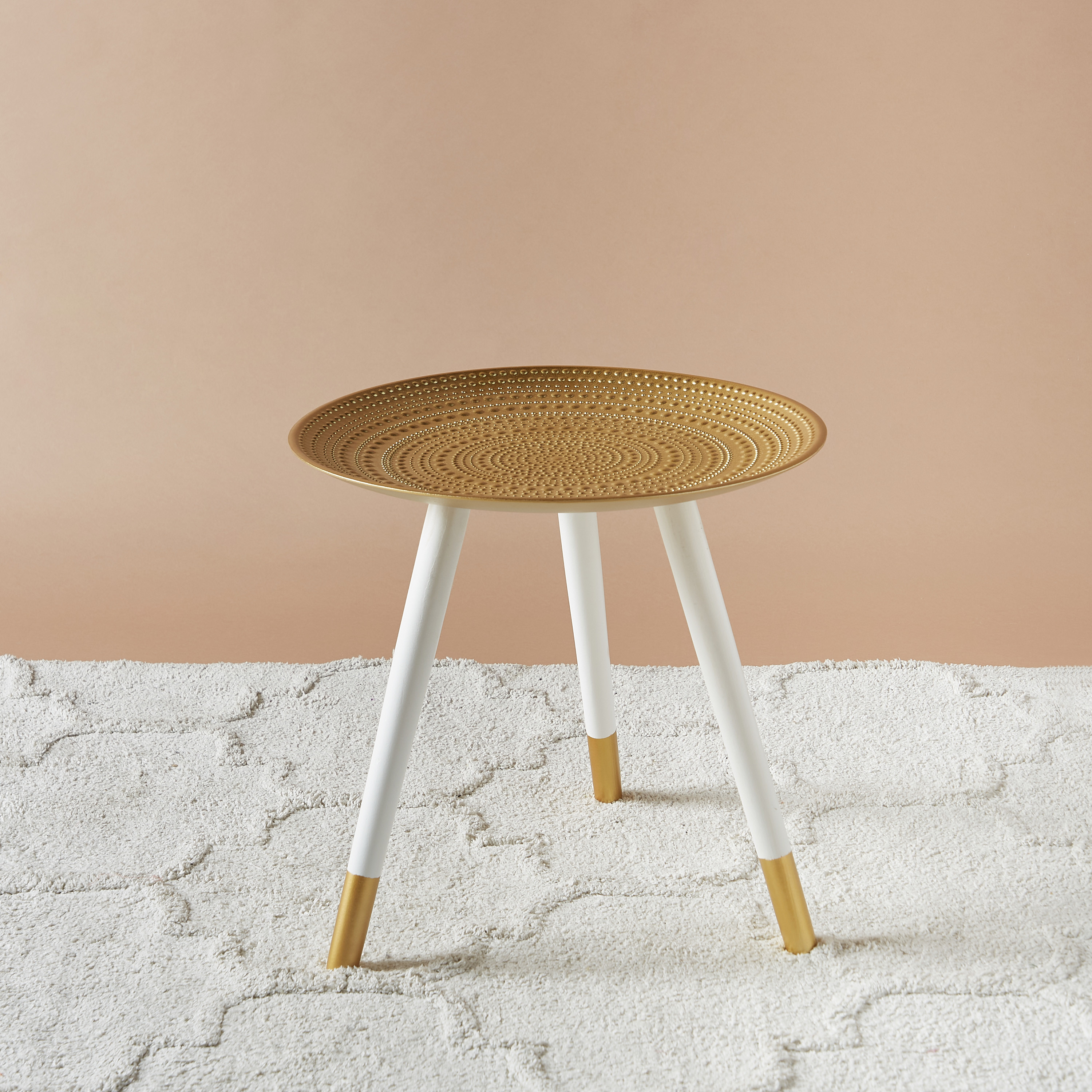 Textured Wooden Accent Table - 49x49x48 cms-furniture-livingroom-sideandendtables-image-1