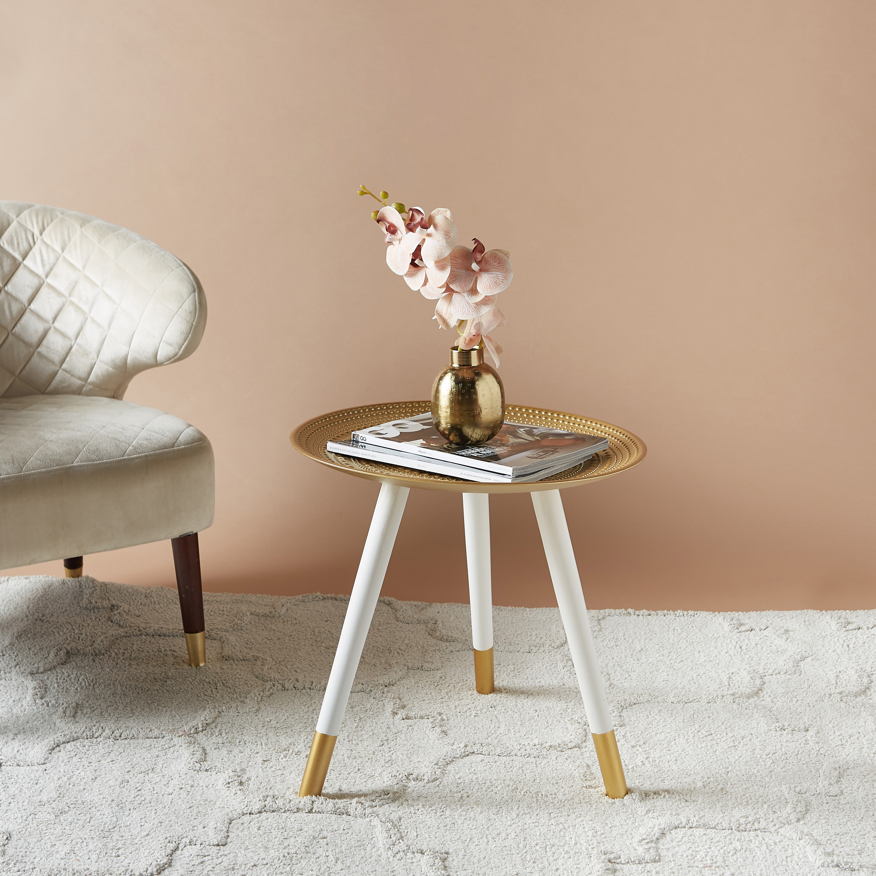 Textured Wooden Accent Table - 49x49x48 cms-furniture-livingroom-sideandendtables-image-2