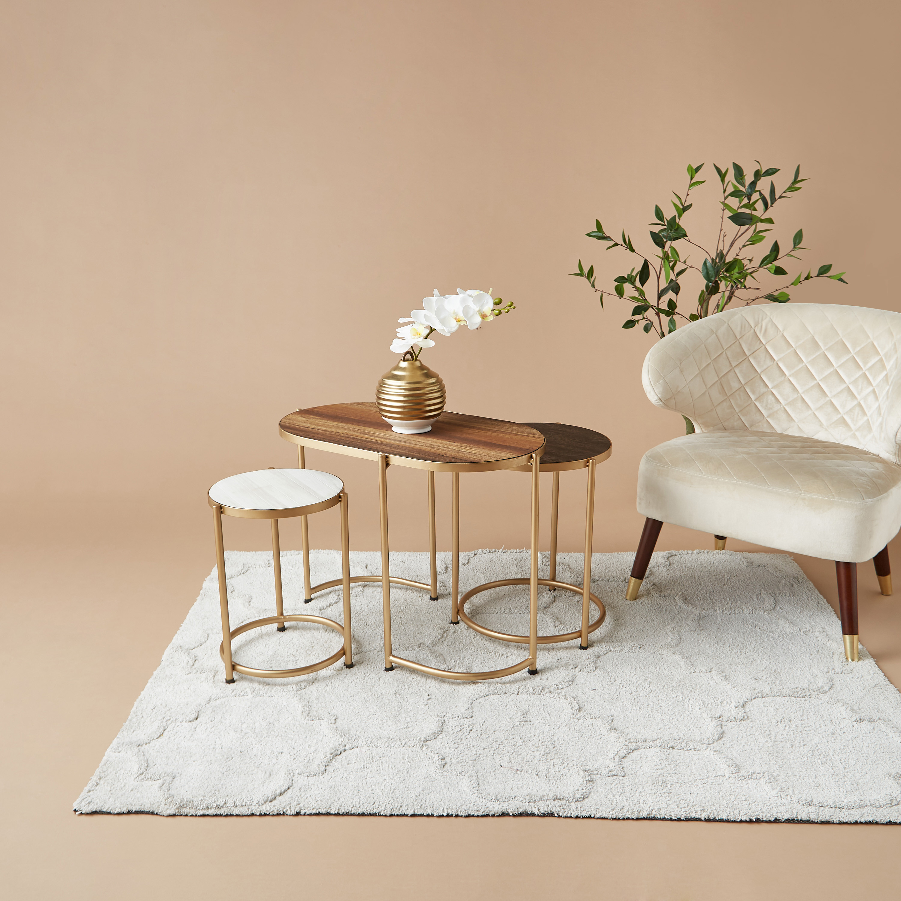 Wooden Top 3-Piece Steel Nesting Table Set-furniture-livingroom-nestoftables-image-2