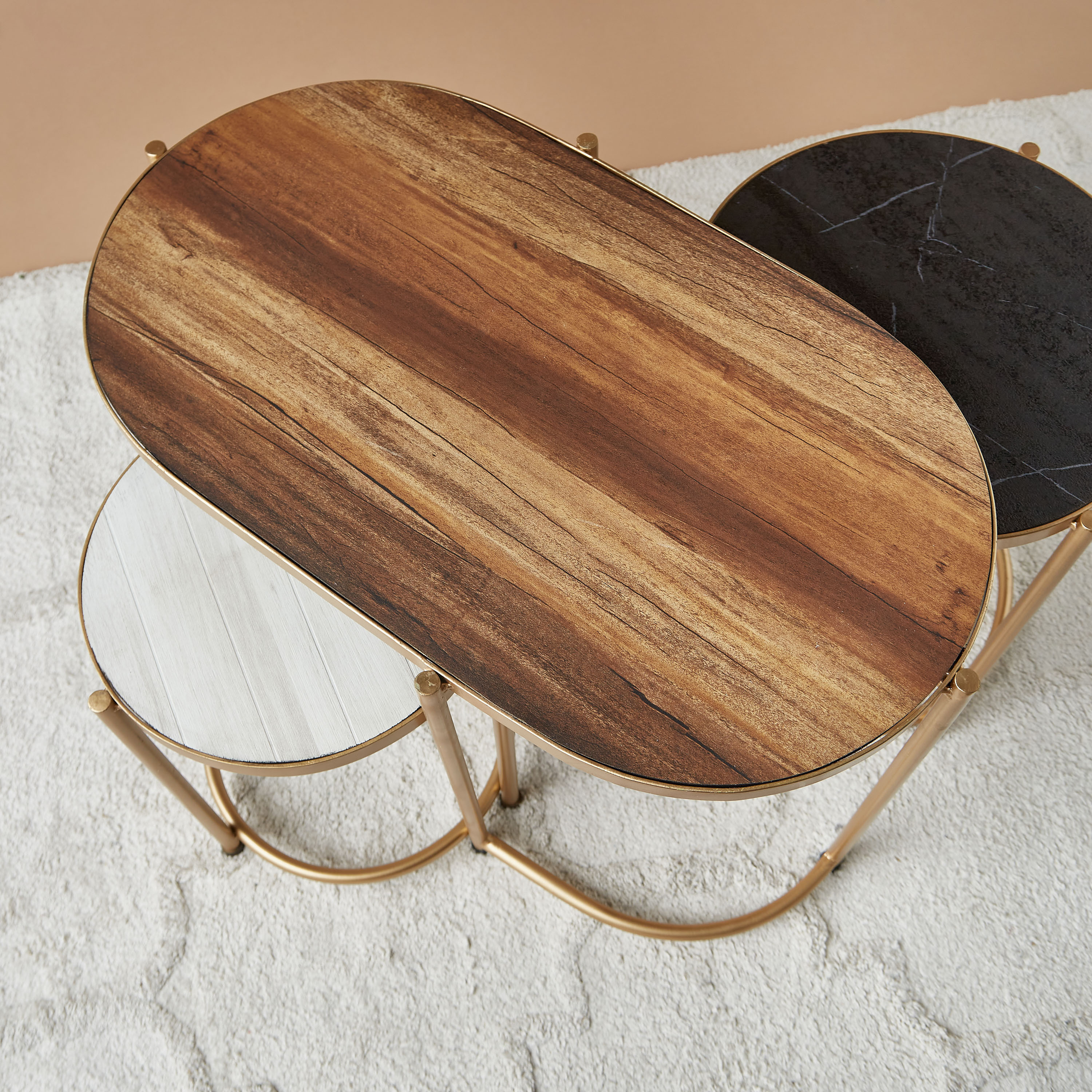 Wooden Top 3-Piece Steel Nesting Table Set-furniture-livingroom-nestoftables-image-3