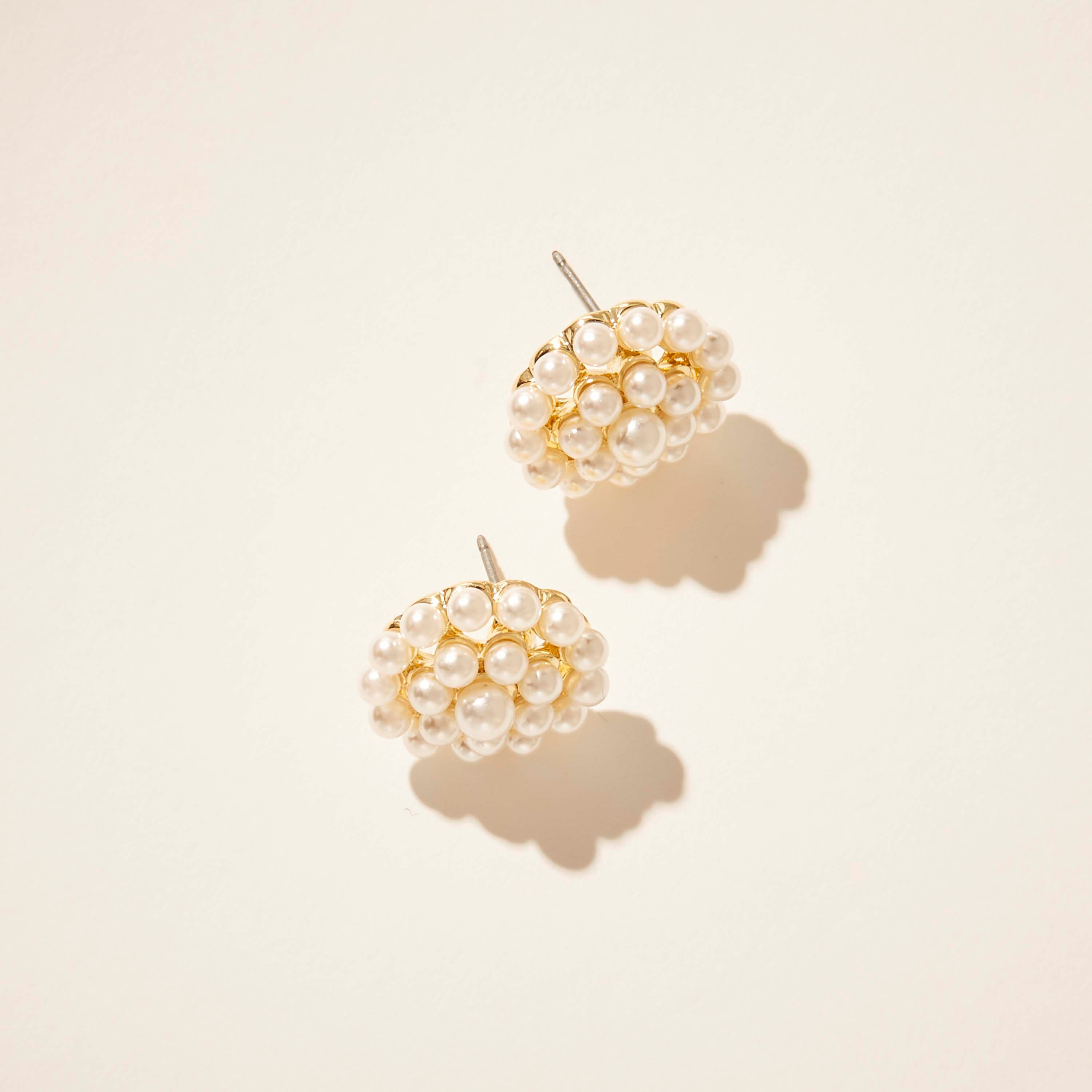 Canvas Pearls Embellished Stud Earrings with Pushback Closure-women-watchesandjewellery-jewellery-earrings-image-3