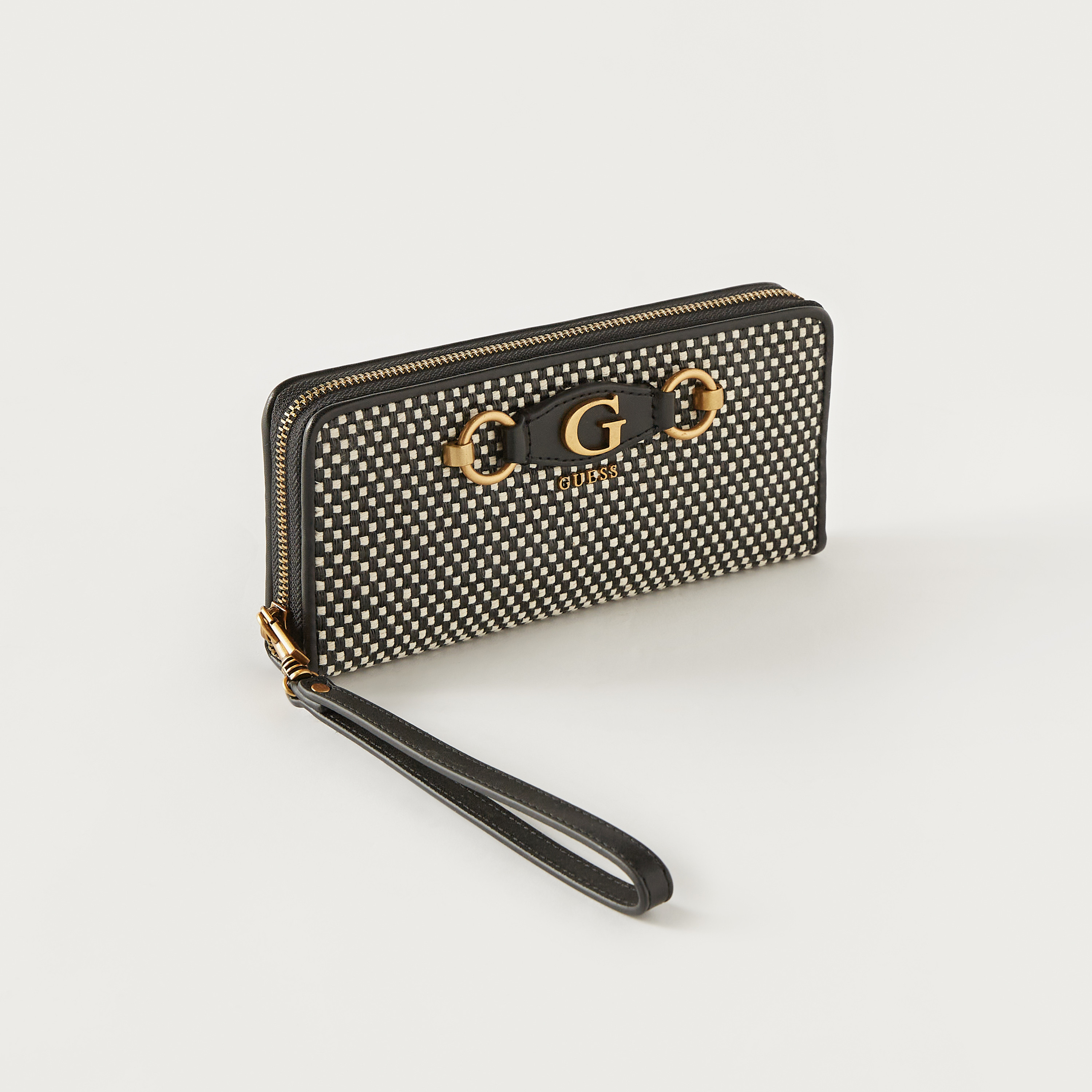 Guess Textured Zip Around Wallet with Wristlet Strap-women-bagsandwallets-wallets-image-2