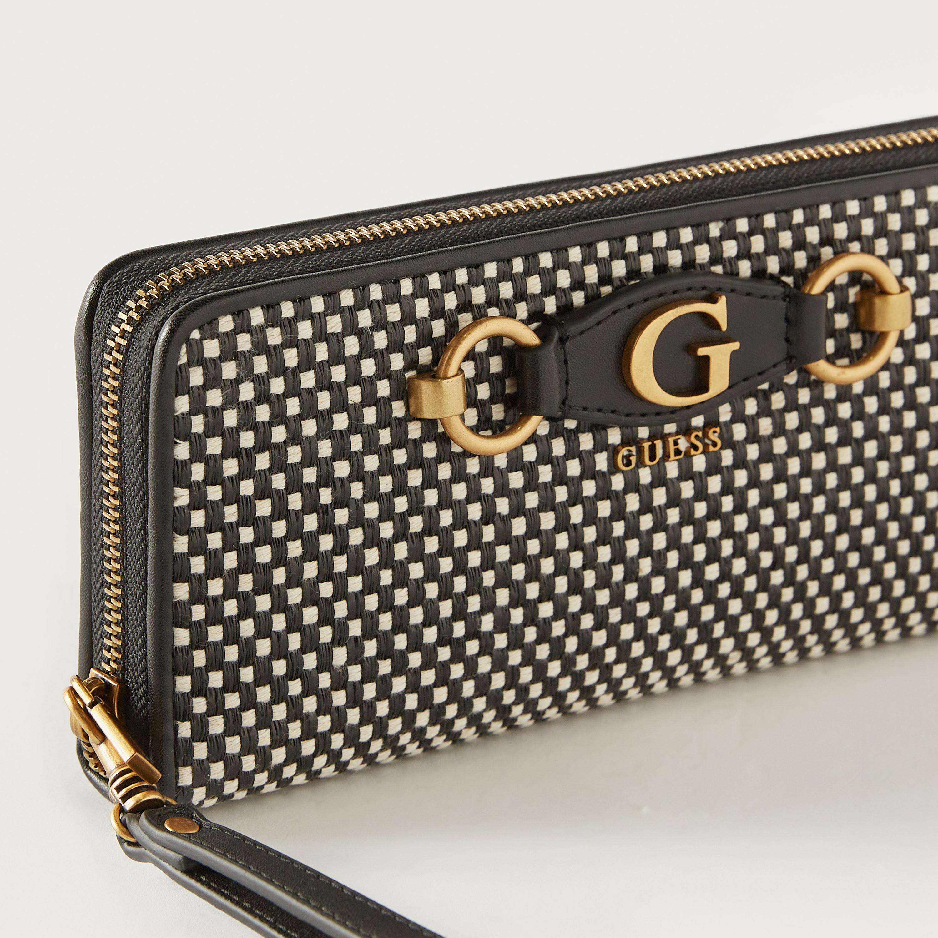 Guess Textured Zip Around Wallet with Wristlet Strap-women-bagsandwallets-wallets-image-3