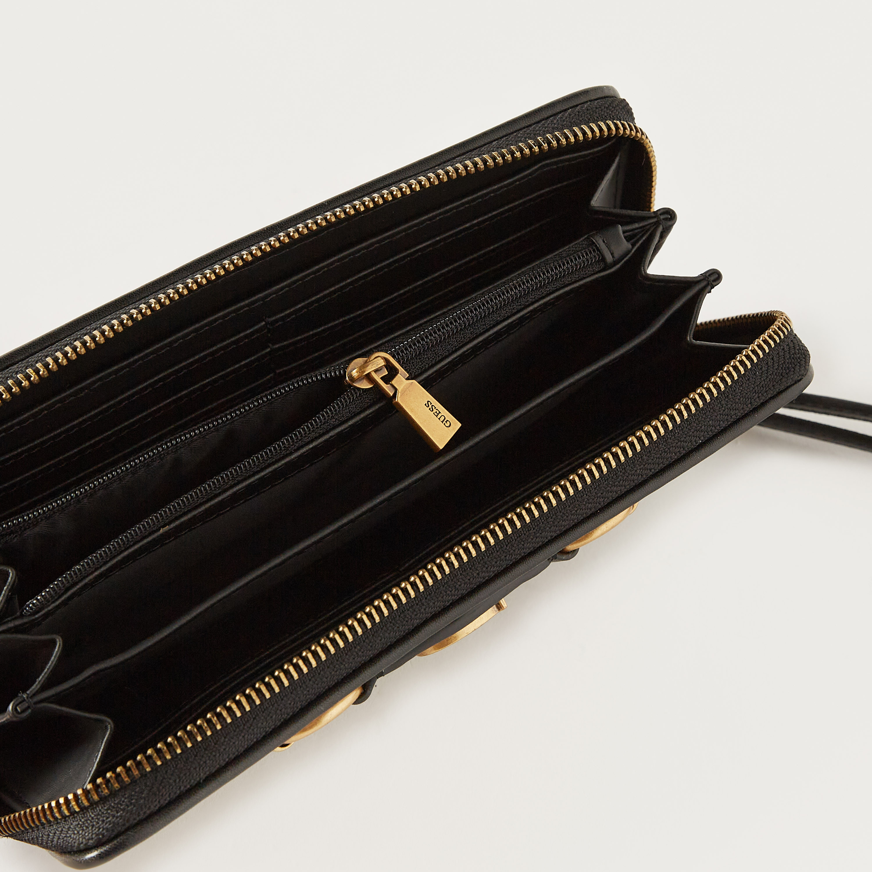 Guess Textured Zip Around Wallet with Wristlet Strap-women-bagsandwallets-wallets-image-5