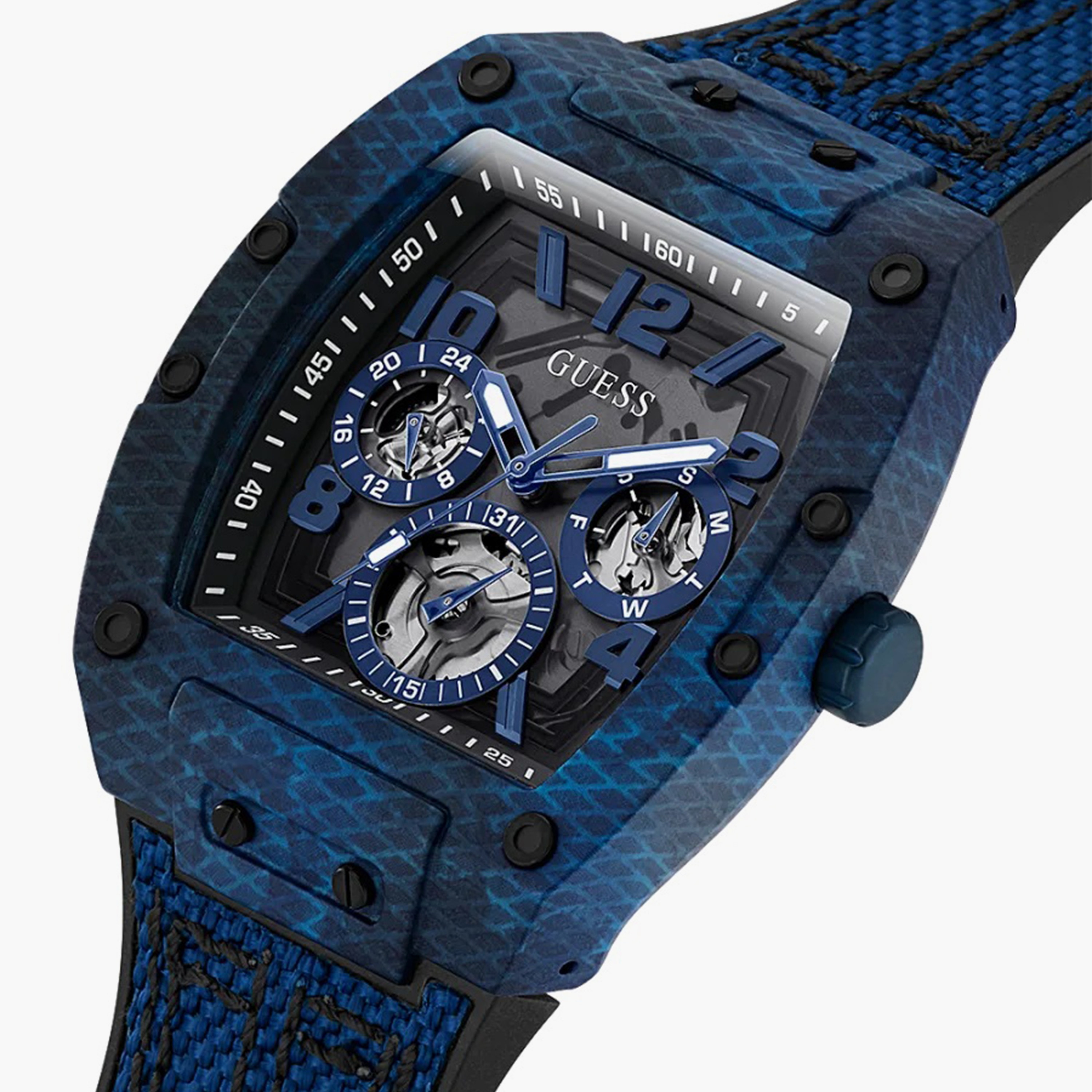 Guess blue 2025 strap watch