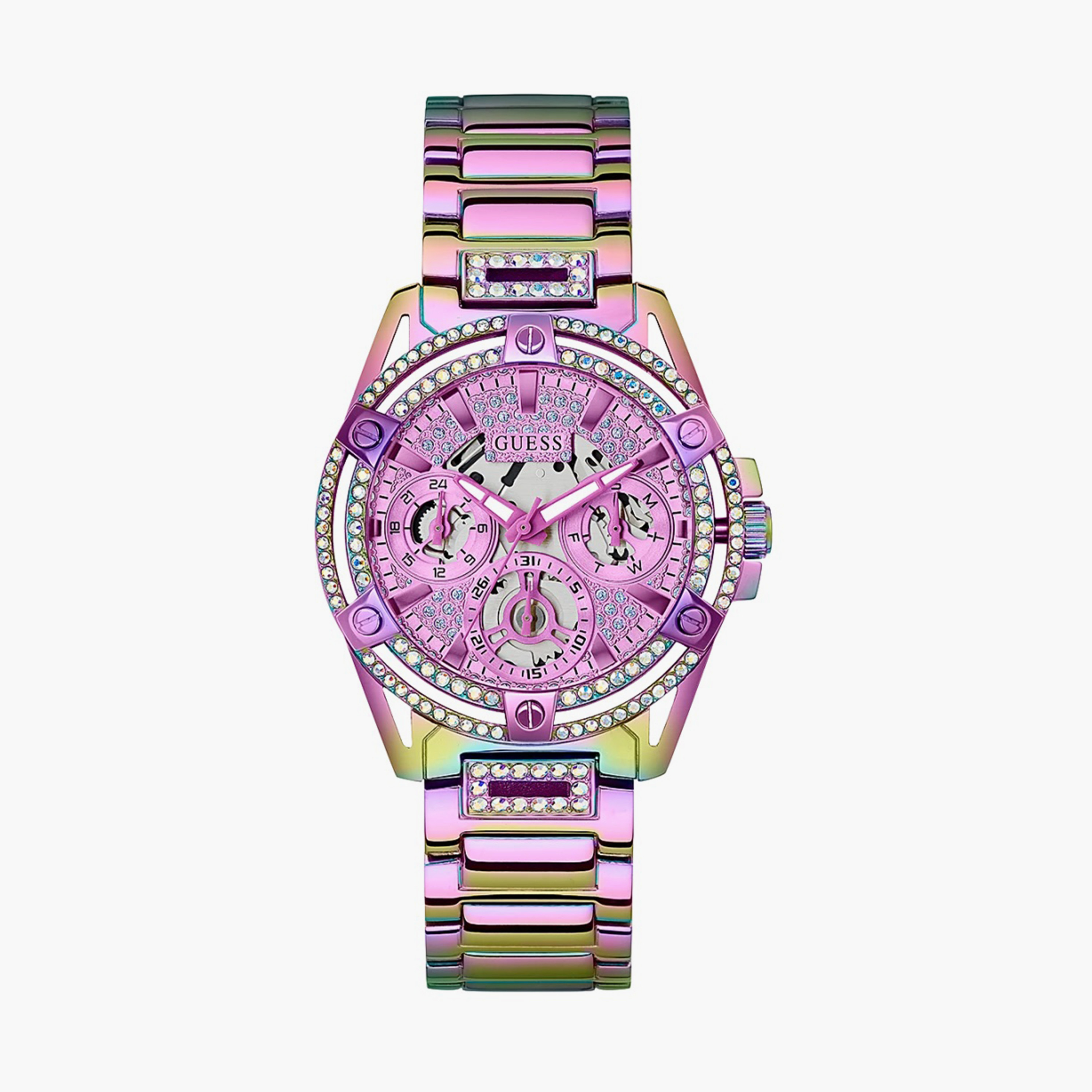 Guess Women s Purple Chronograph Stainless Steel Strap Watch GW0464L4