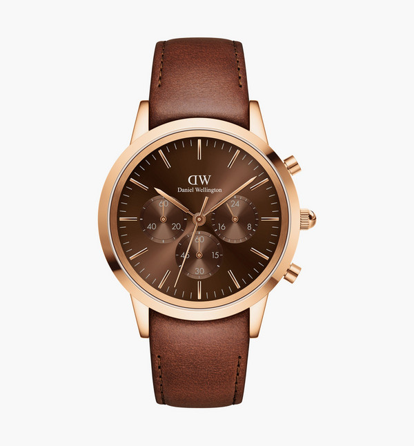 Shop Daniel Wellington 42 MM Men's Brown Chronograph Leather