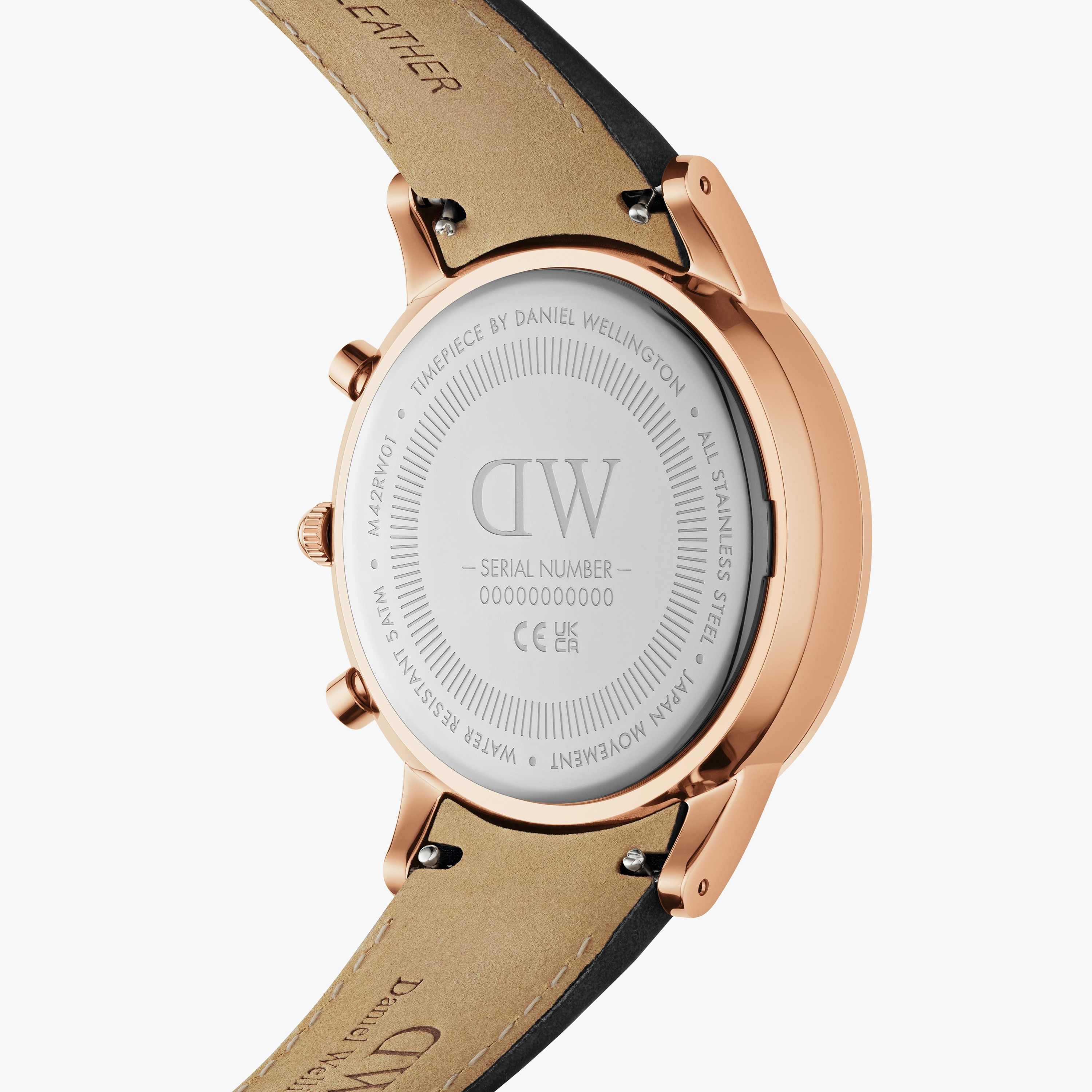 Daniel Wellington 42 MM Men's Black Chronograph Leather Strap Watch - DW00100646-men-watchesandjewellery-watches-image-3