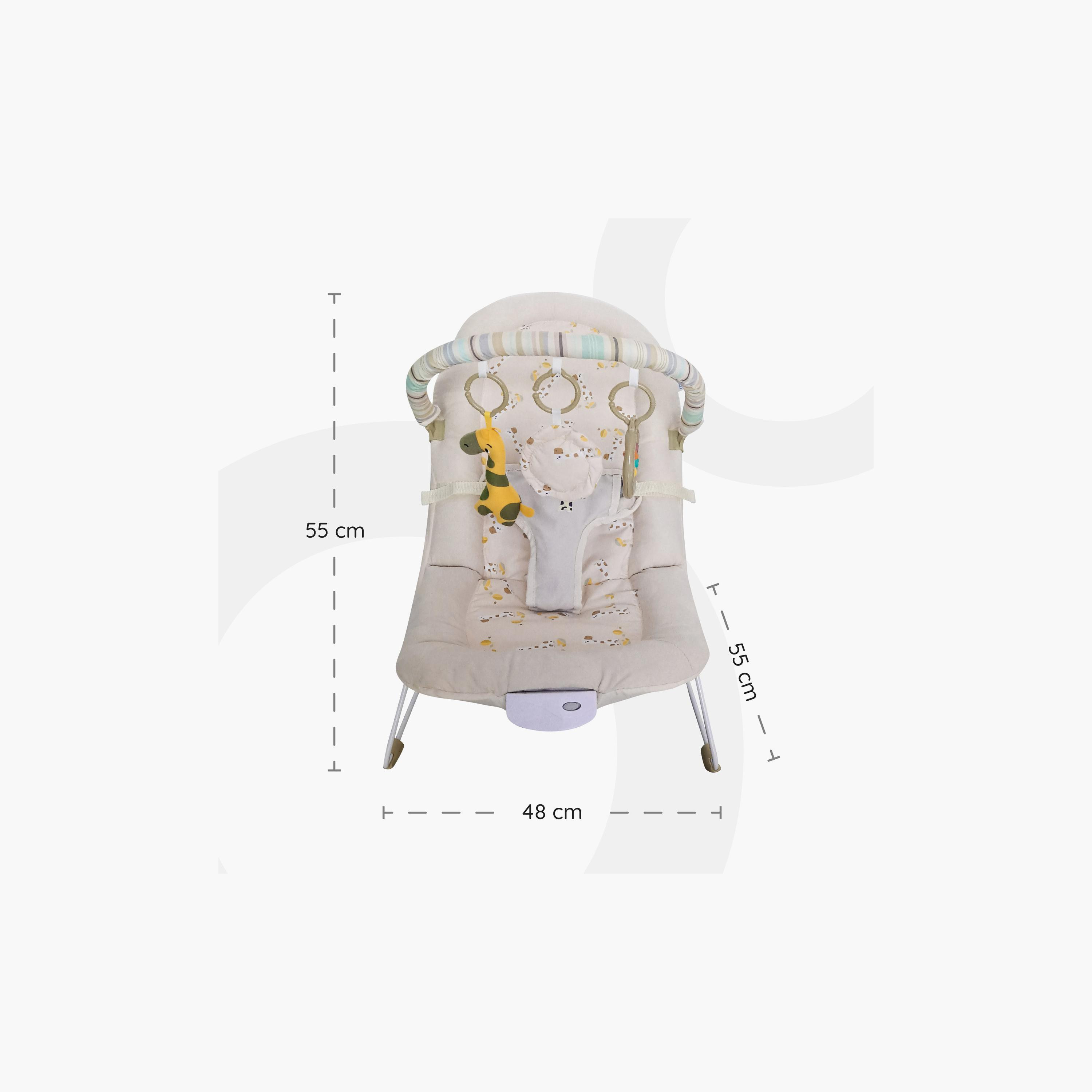 كرسي هزاز هوب-هوب مع شريط ألعاب قابل للإزالة من مون - 0 أشهر+ - بيج-baby-infantactivity-bouncers-image-3