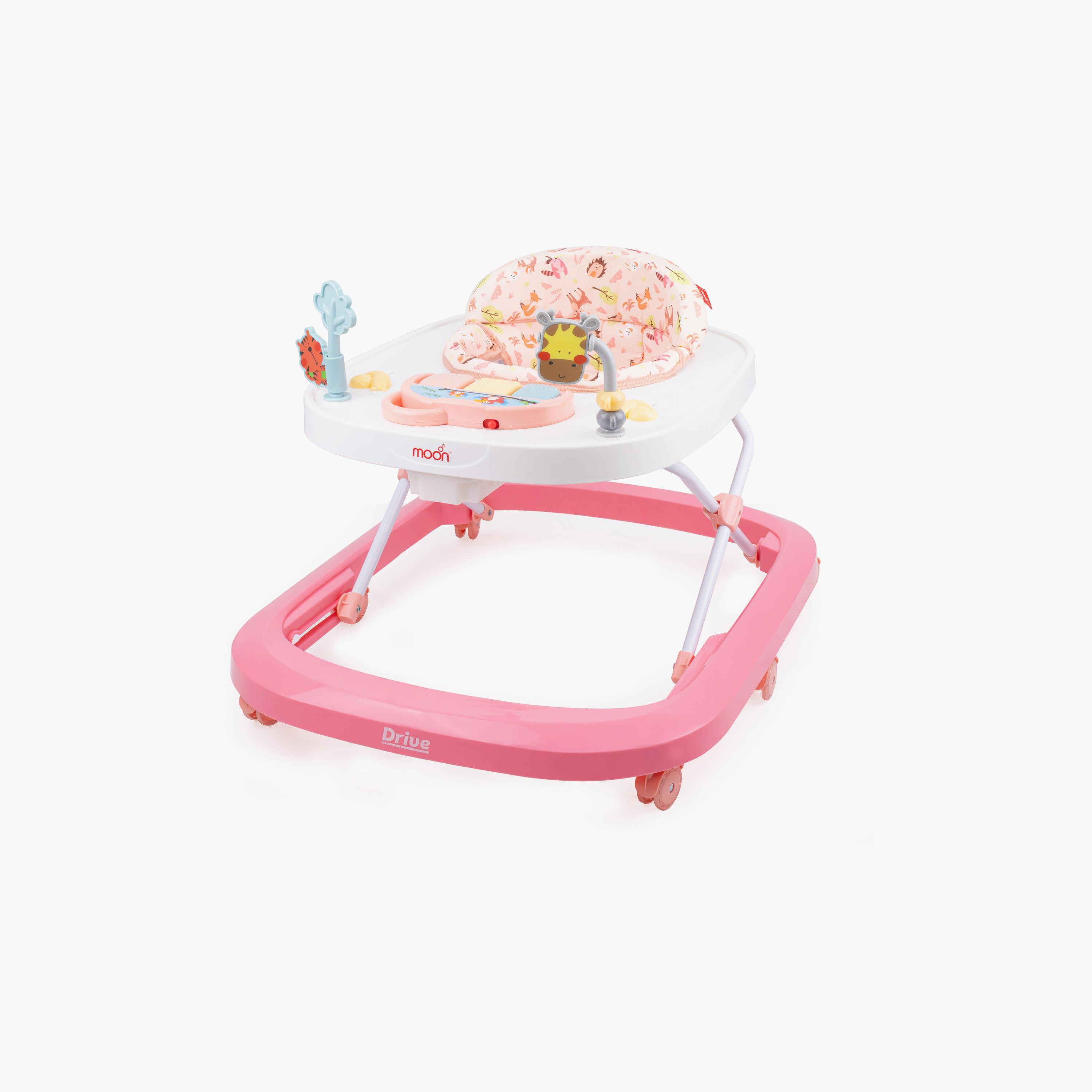 مشاية أطفال درايف مع صينية موسيقية قابلة للإزالة من مون - 6-18 شهرًا - غابة وردية-baby-infantactivity-walkers-image-1