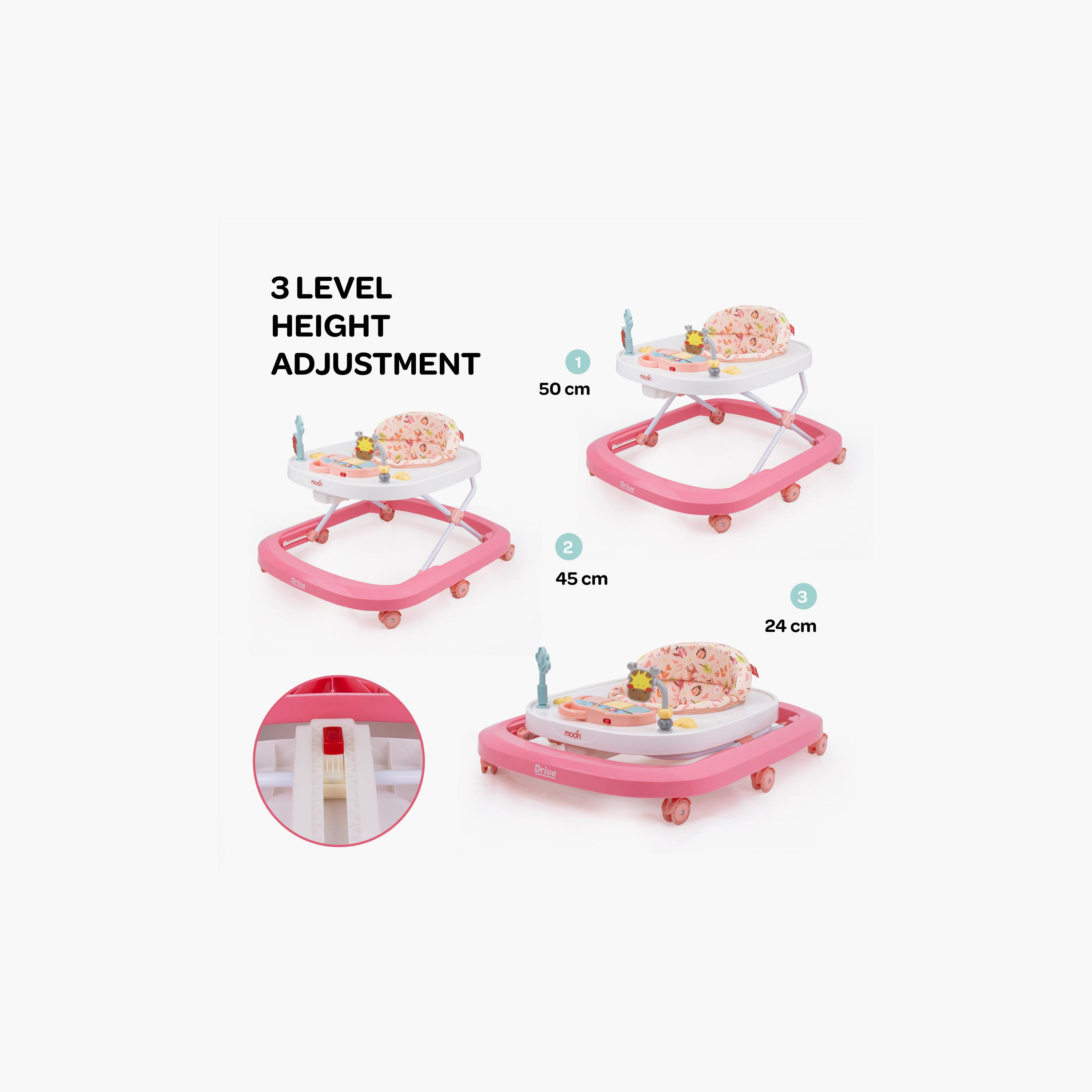 مشاية أطفال درايف مع صينية موسيقية قابلة للإزالة من مون - 6-18 شهرًا - غابة وردية-baby-infantactivity-walkers-image-4