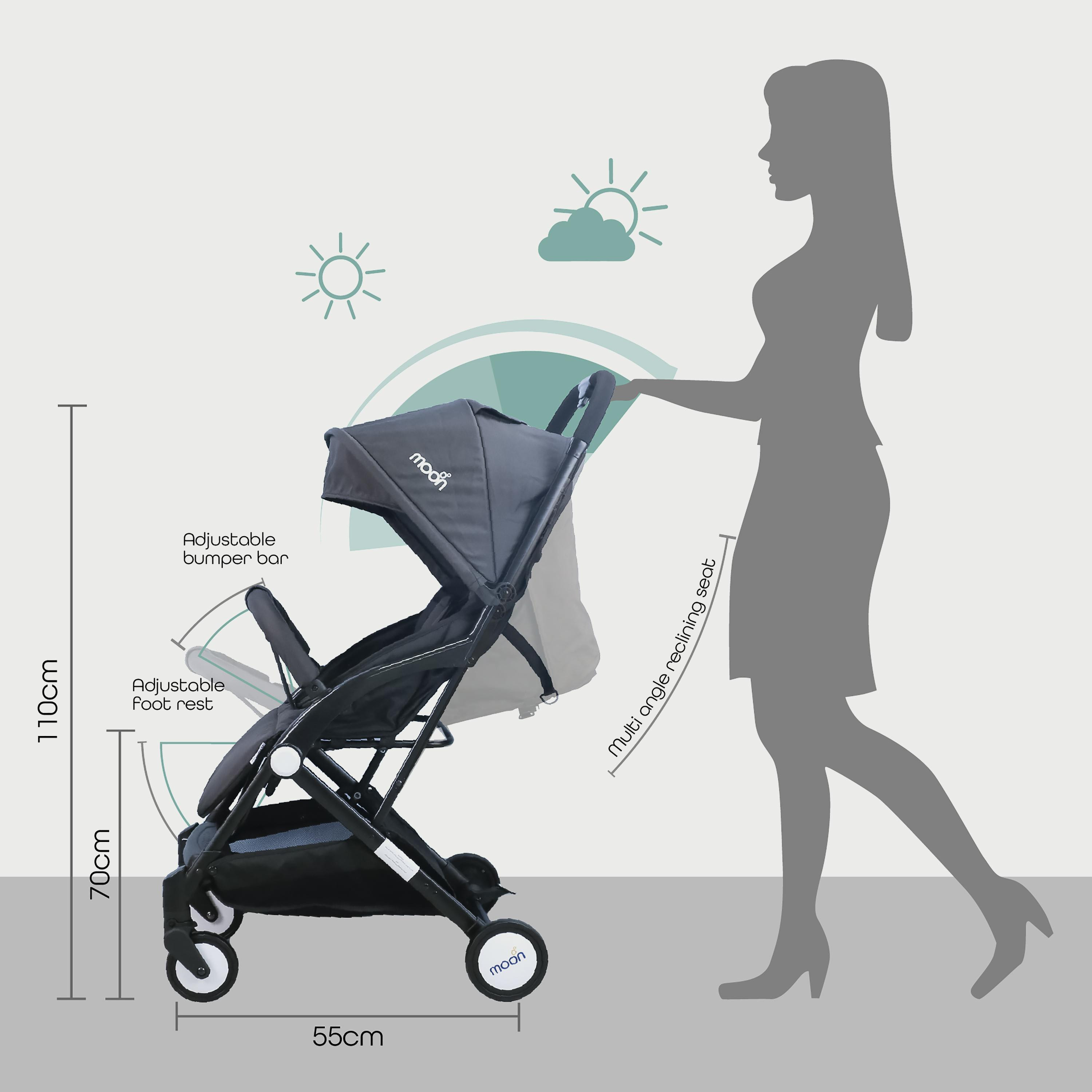 Moon Travel-Lite Stroller, Dark Grey-baby-gear-strollersandprams-strollers-image-4