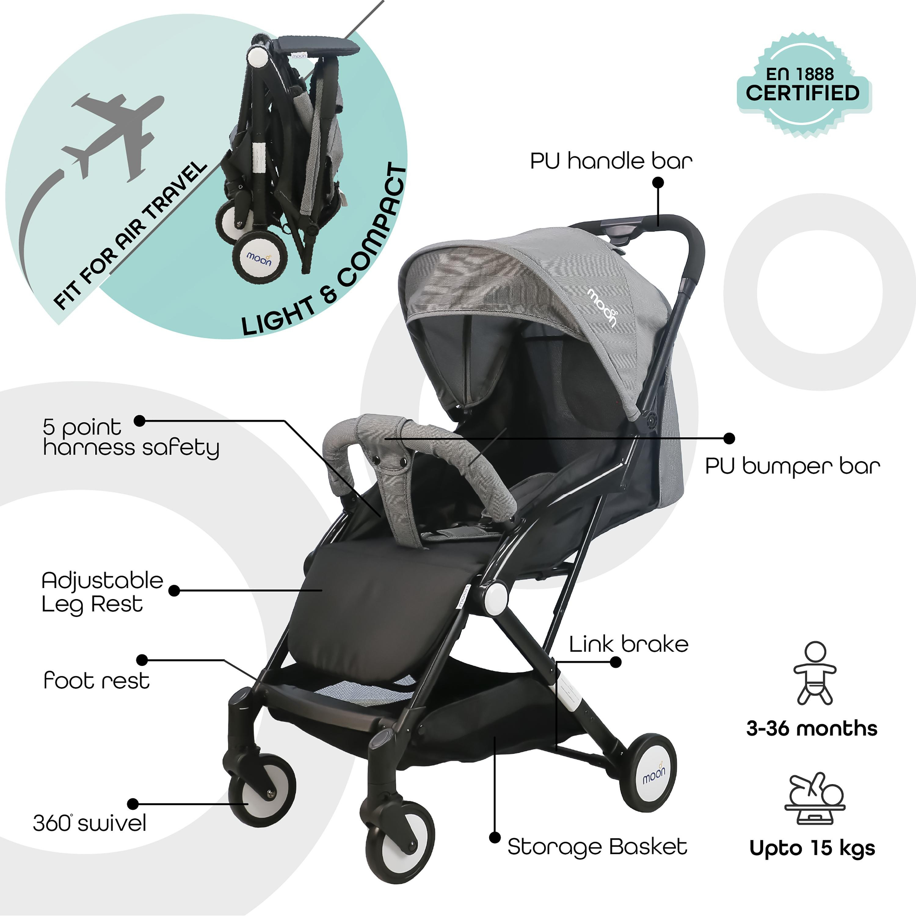 Moon Travel-Lite Stroller, Grey Dots-baby-gear-strollersandprams-strollers-image-2