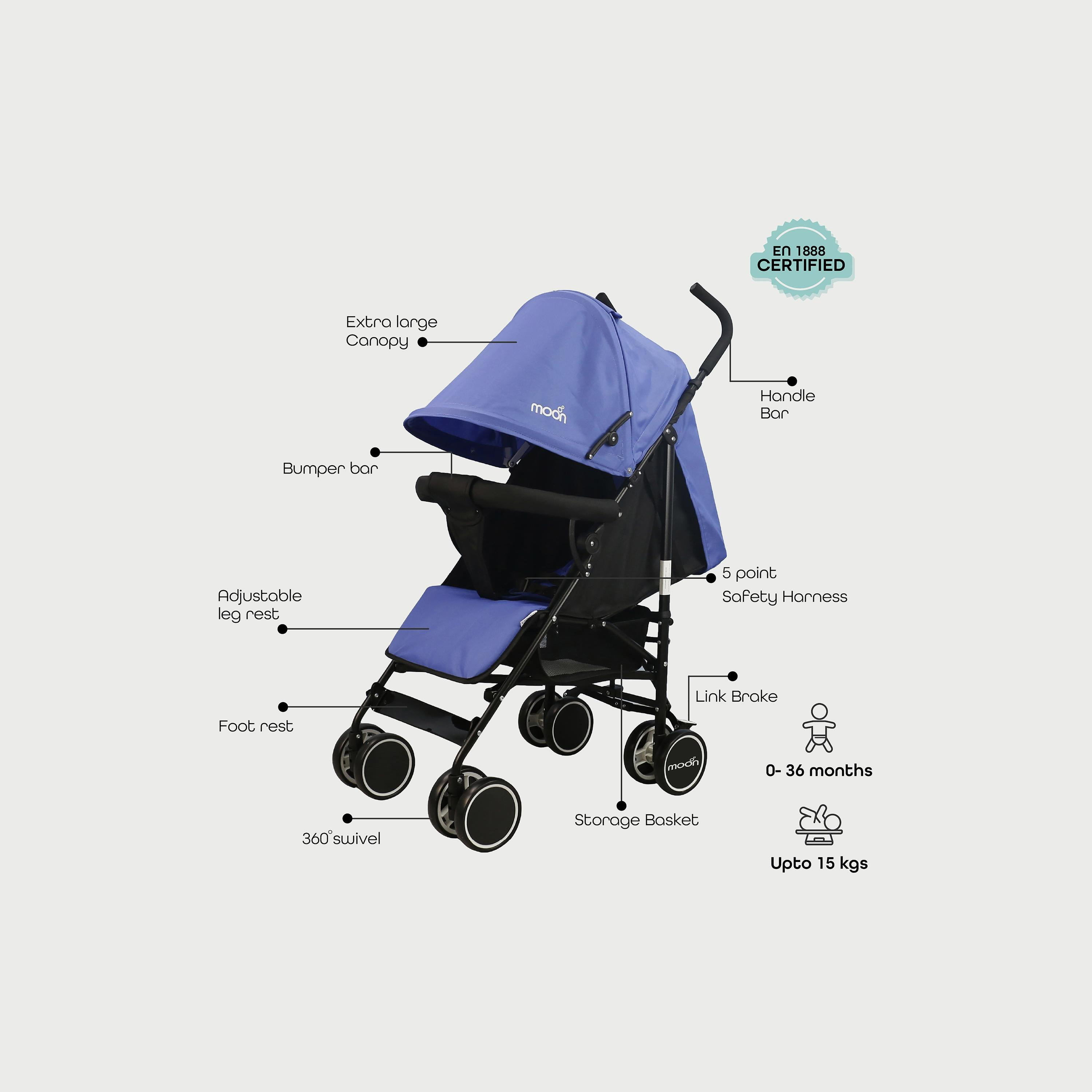 Moon Neo Plus Light Weight Travel Stroller, Cyan Blue-baby-gear-strollersandprams-strollers-image-2