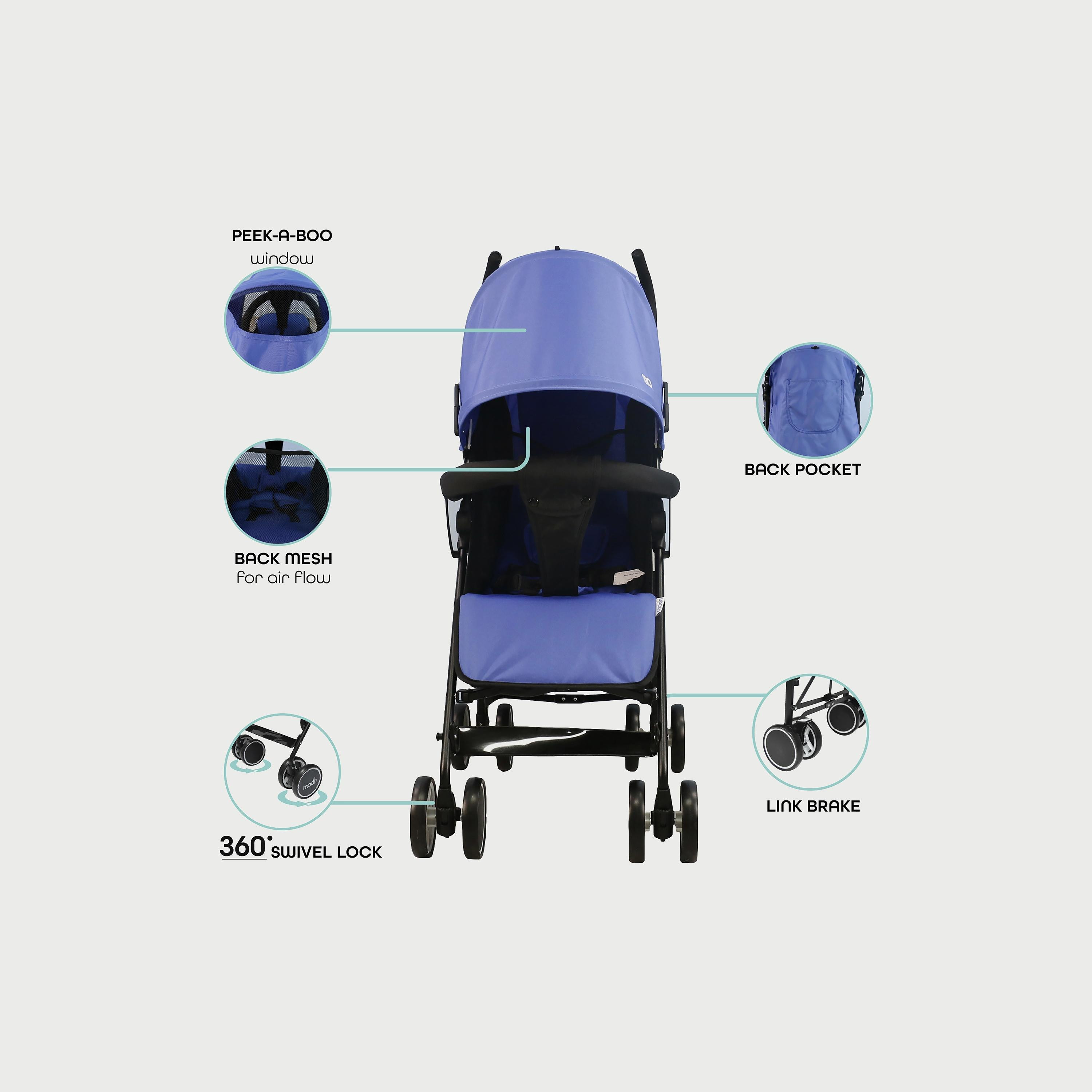 Moon Neo Plus Light Weight Travel Stroller, Cyan Blue-baby-gear-strollersandprams-strollers-image-3