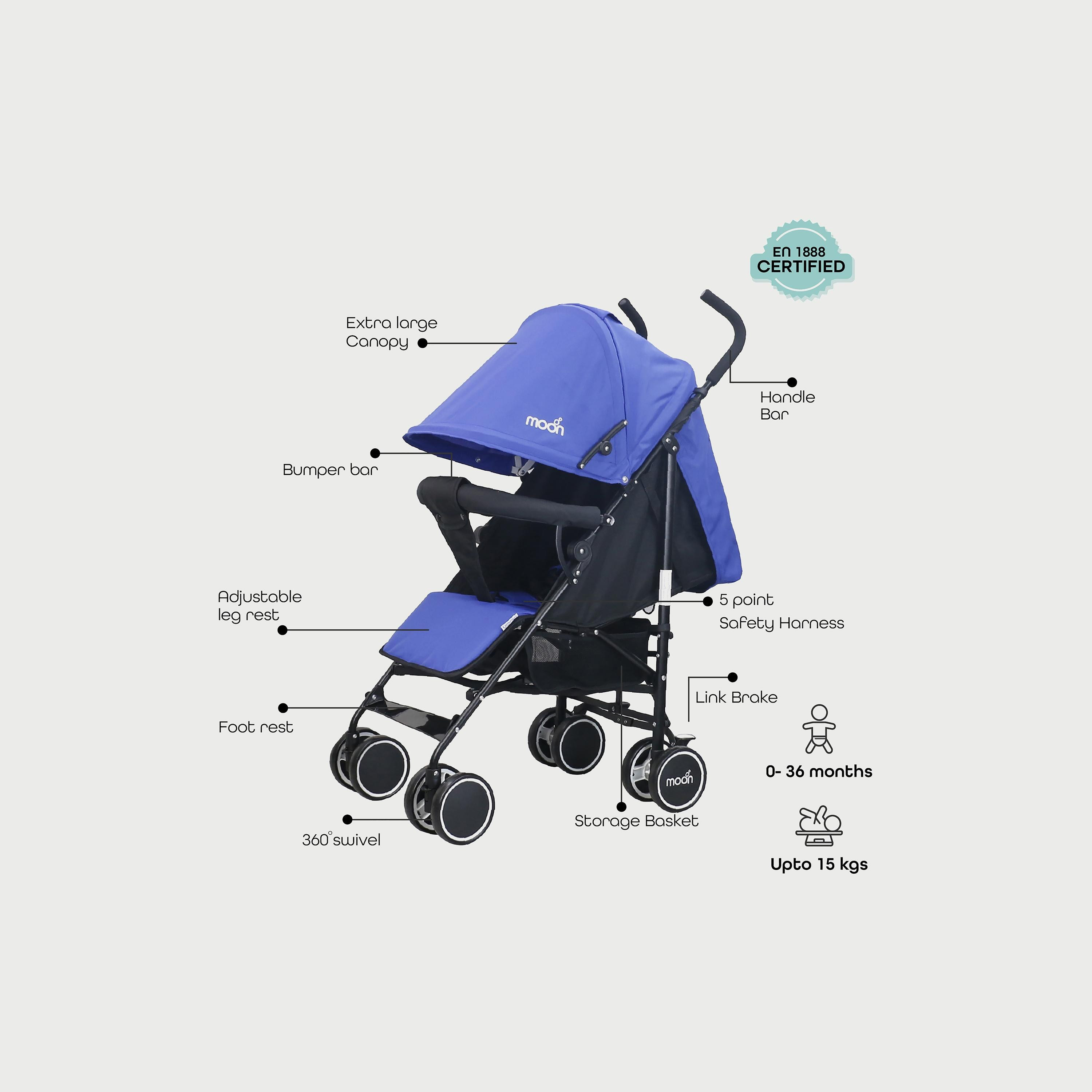 عربة أطفال خفيفة الوزن للتنقل نيو بلس من موون، أزرق ملكِي-baby-gear-strollersandprams-strollers-image-2