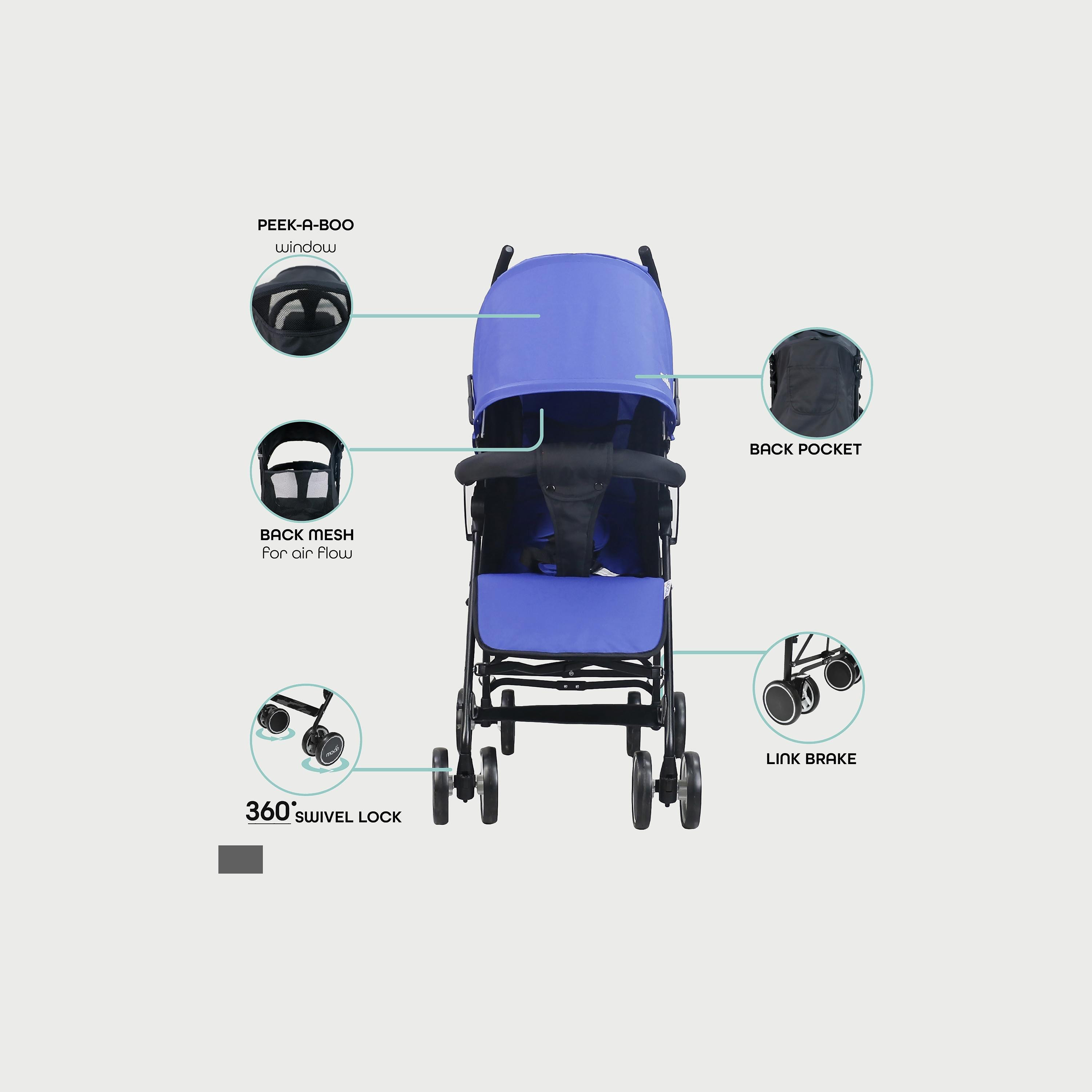 عربة أطفال خفيفة الوزن للتنقل نيو بلس من موون، أزرق ملكِي-baby-gear-strollersandprams-strollers-image-3