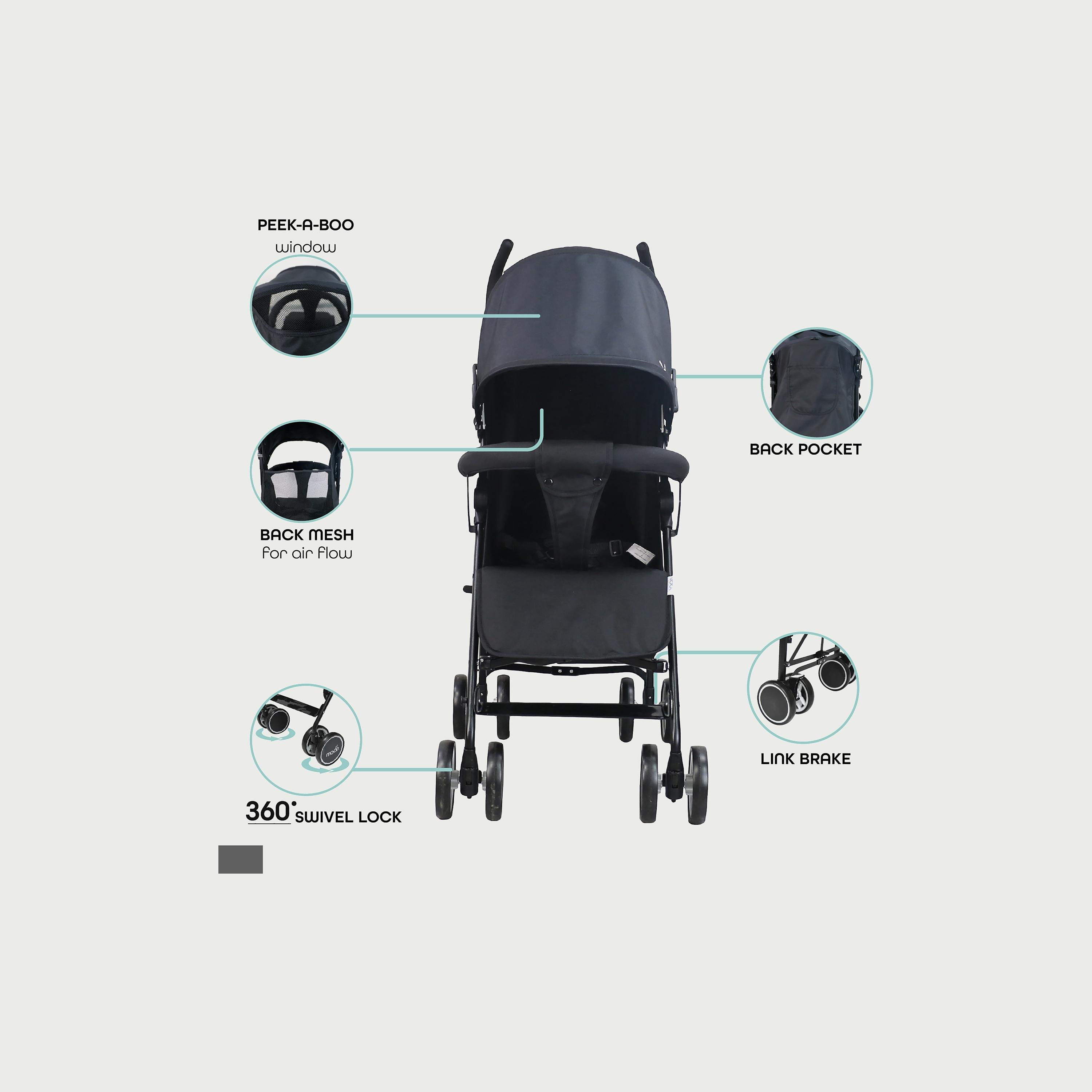 Moon Neo Plus Light Weight Travel Stroller, Dark Grey-baby-gear-strollersandprams-strollers-image-3