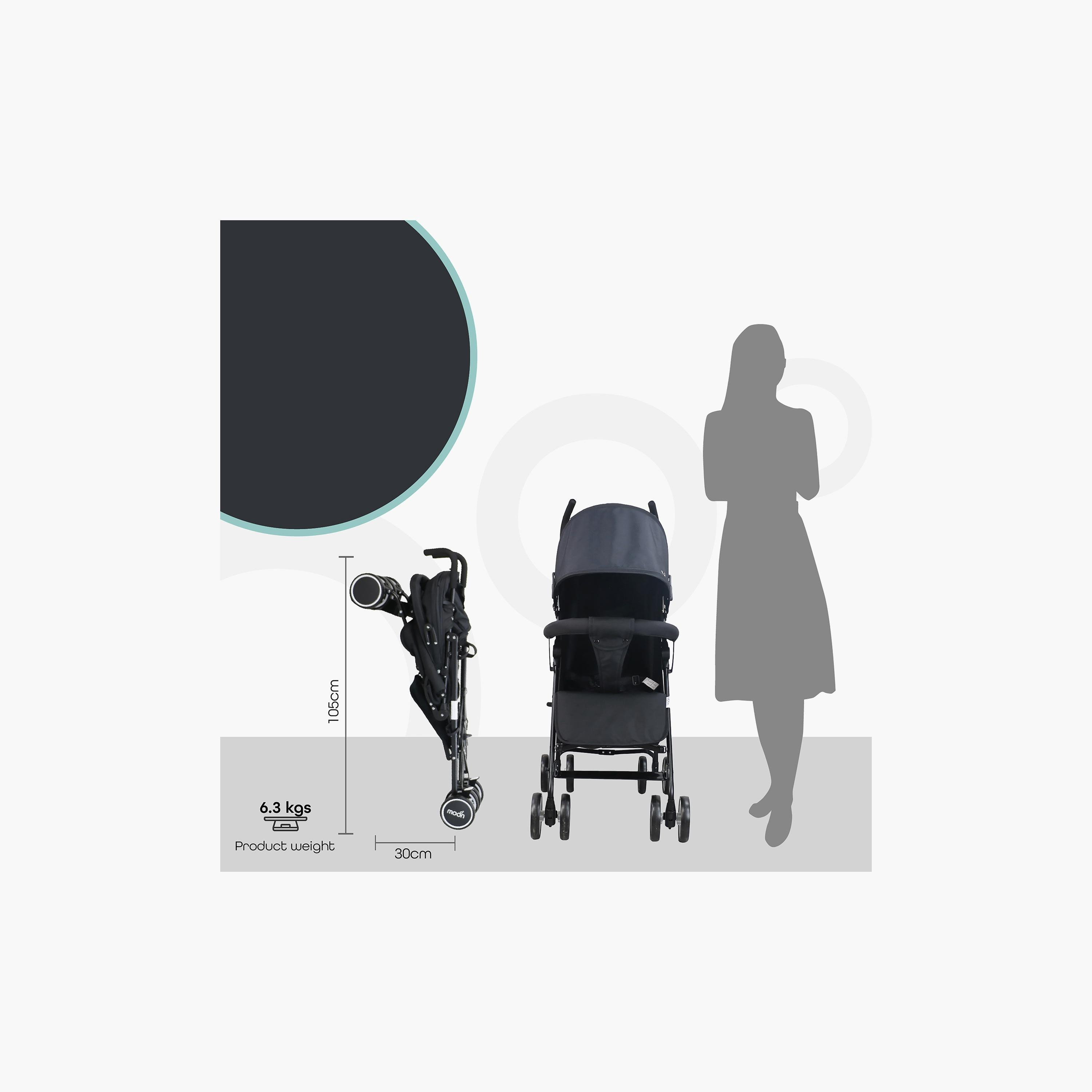 Moon Neo Plus Light Weight Travel Stroller, Dark Grey-baby-gear-strollersandprams-strollers-image-5