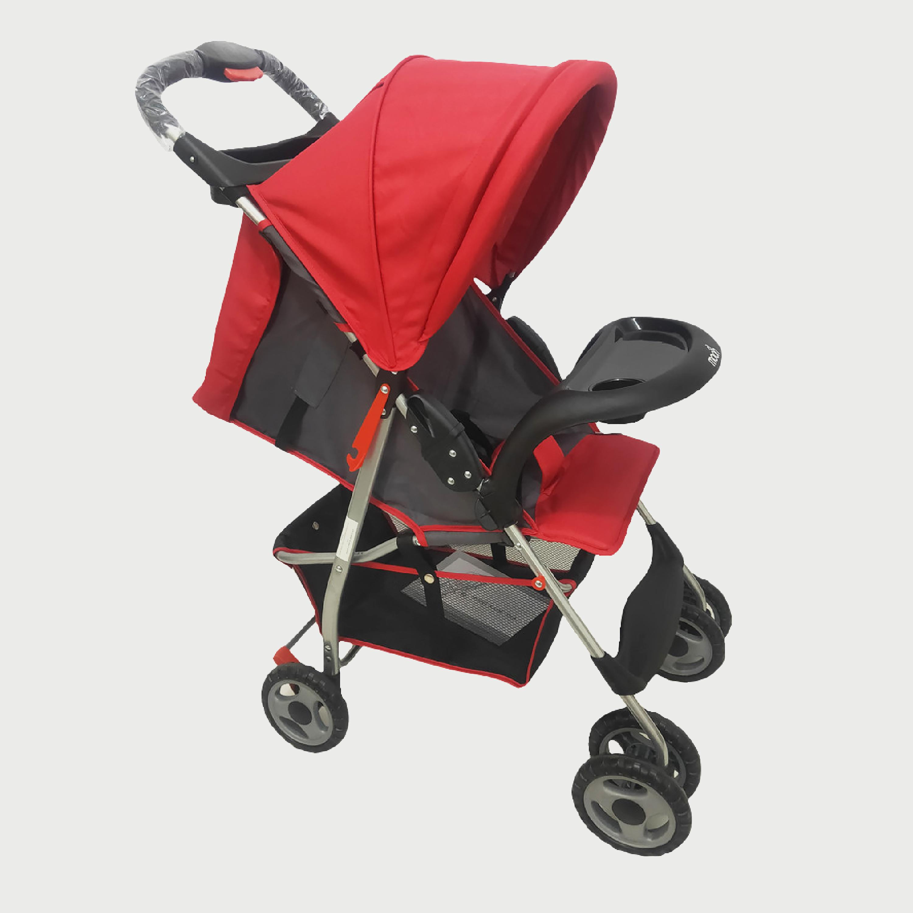 Moon Bezik One Hand Fold Travel Stroller, Red-baby-gear-strollersandprams-strollers-image-1