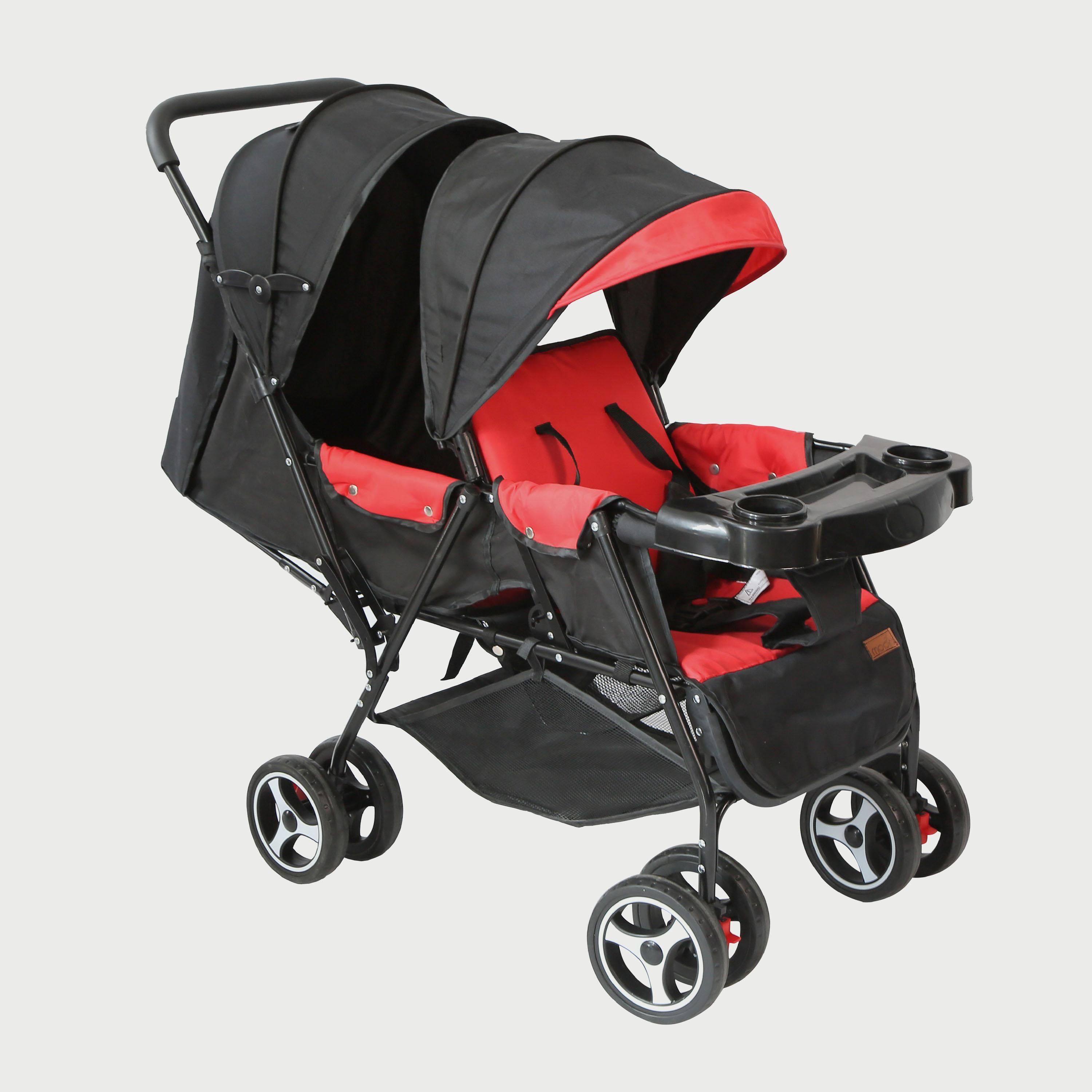 Moon Magnum Tandem Easy Fold Twin Travel Stroller, Fire Red-baby-gear-strollersandprams-strollers-image-1
