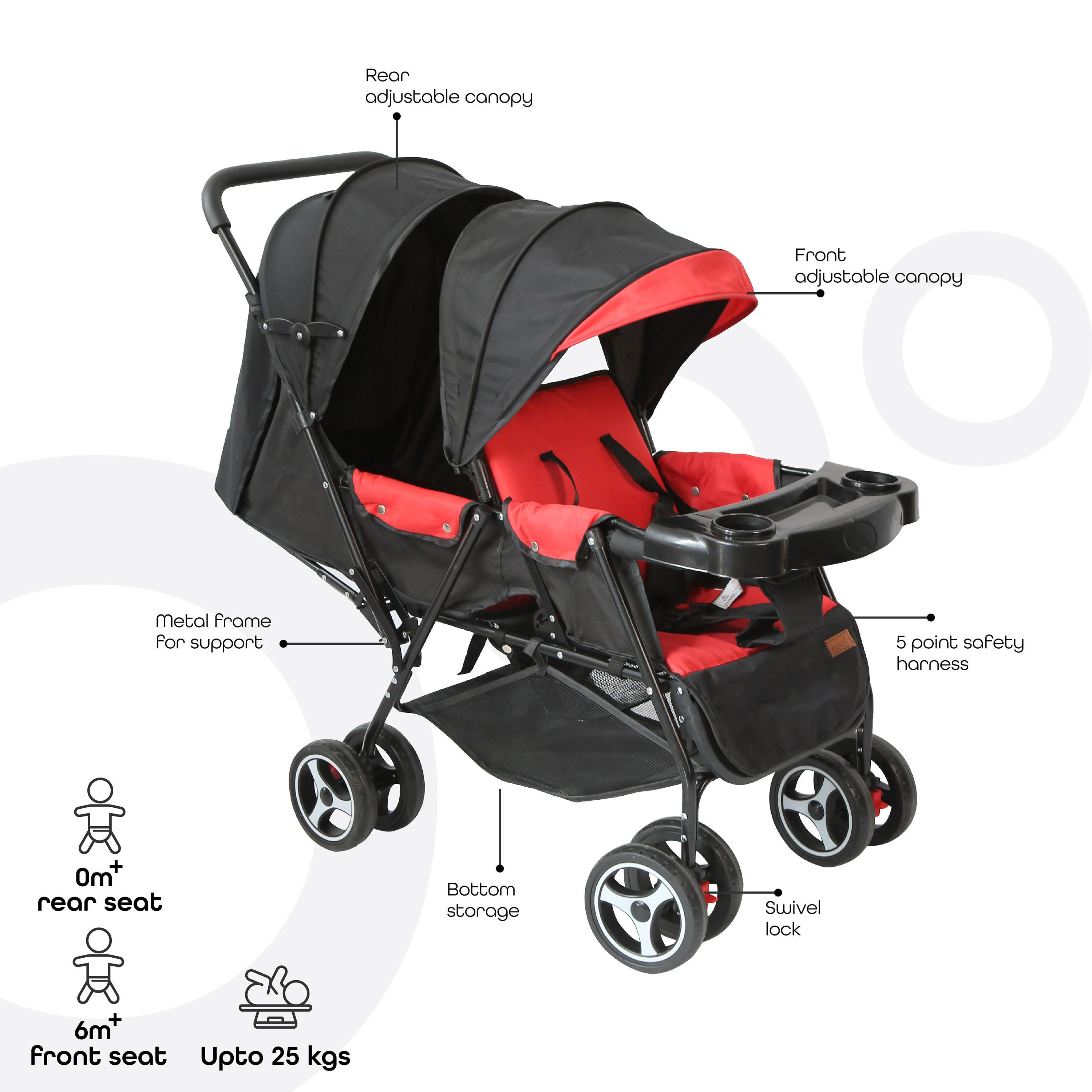Moon Magnum Tandem Easy Fold Twin Travel Stroller, Fire Red-baby-gear-strollersandprams-strollers-image-2