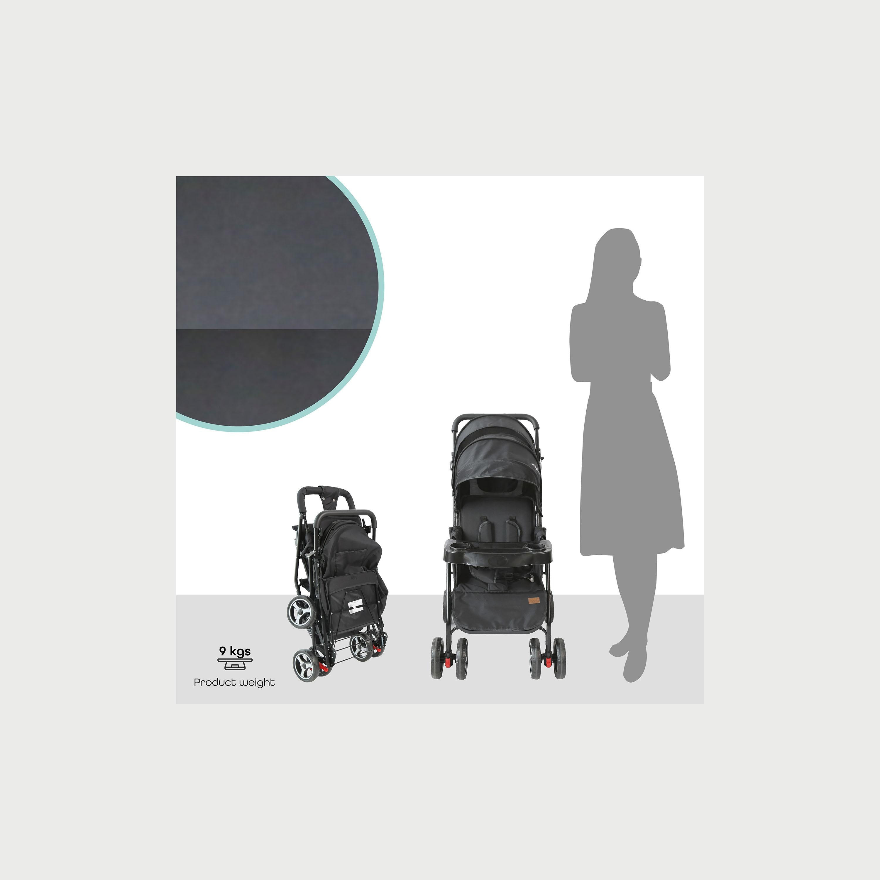 عربة السفر ماغنوم تاندم سهلة الطي المزدوجة من موون، أسود/رمادي نقاط-baby-gear-strollersandprams-strollers-image-5