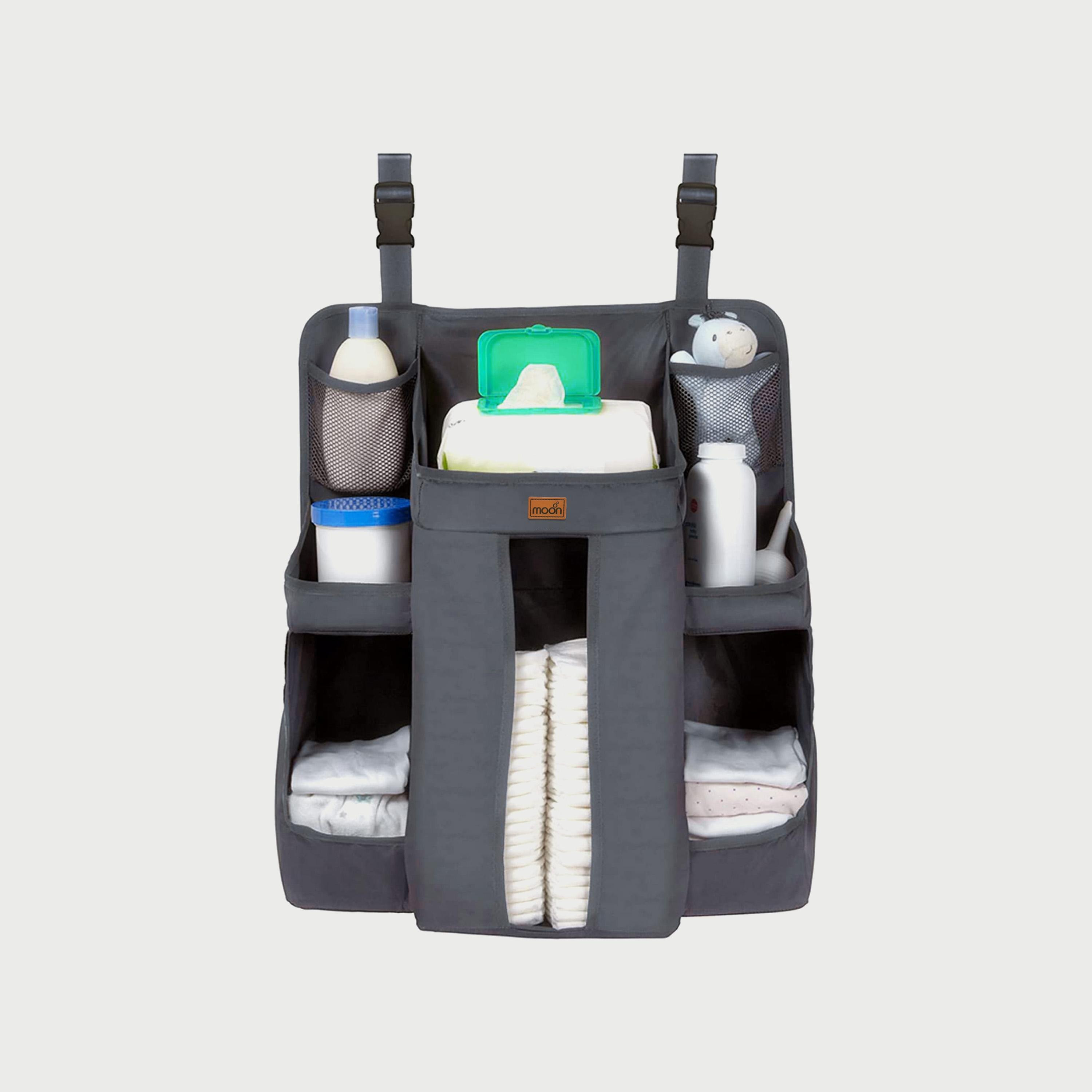 منظم سرير وعلبة حفاضات الاطفال من موون، رمادي غامق-baby-gear-diaperbags-image-1