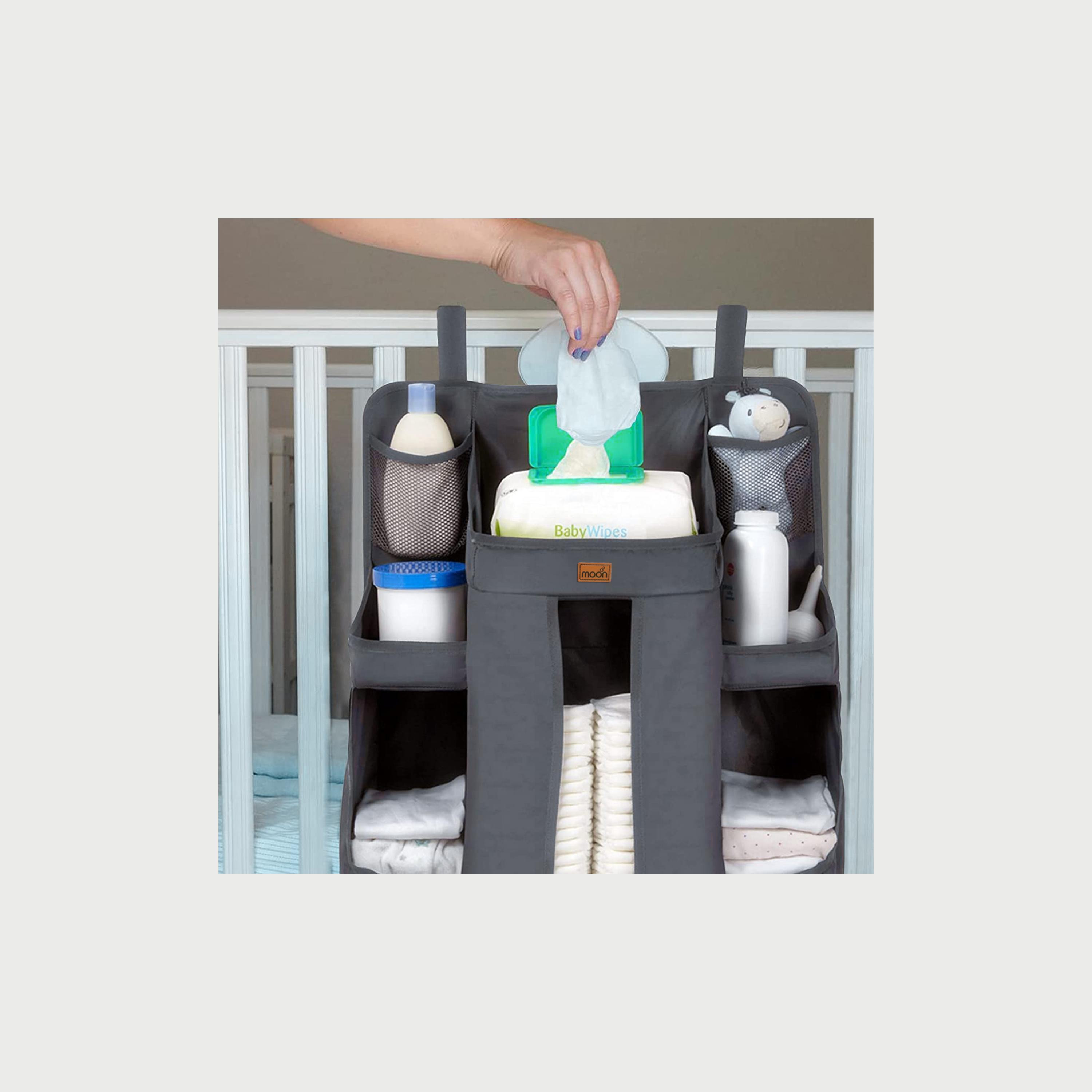 منظم سرير وعلبة حفاضات الاطفال من موون، رمادي غامق-baby-gear-diaperbags-image-3