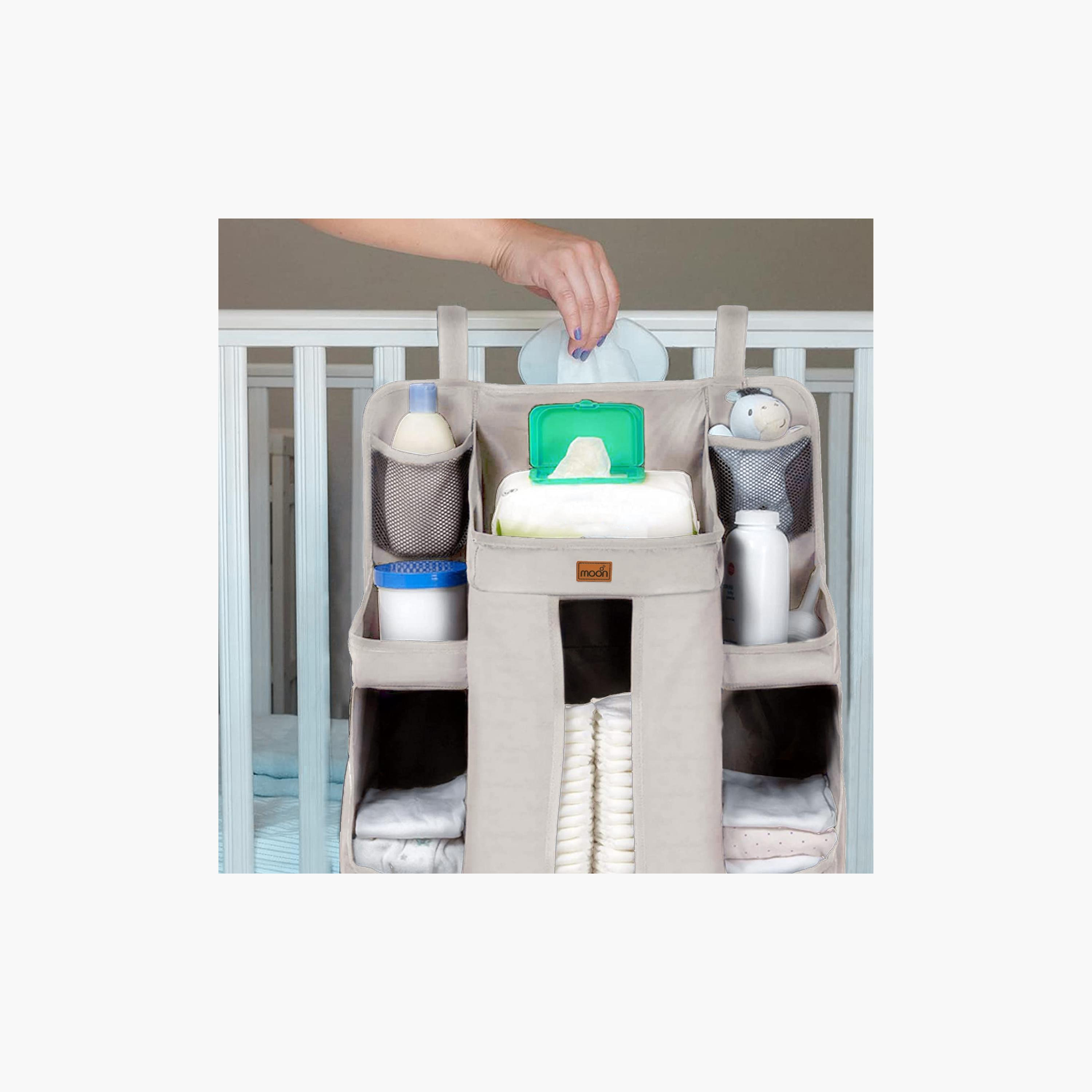 Moon Crib Organizer And Baby Diaper Caddy, Beige-baby-diapering-diaperbags-image-3